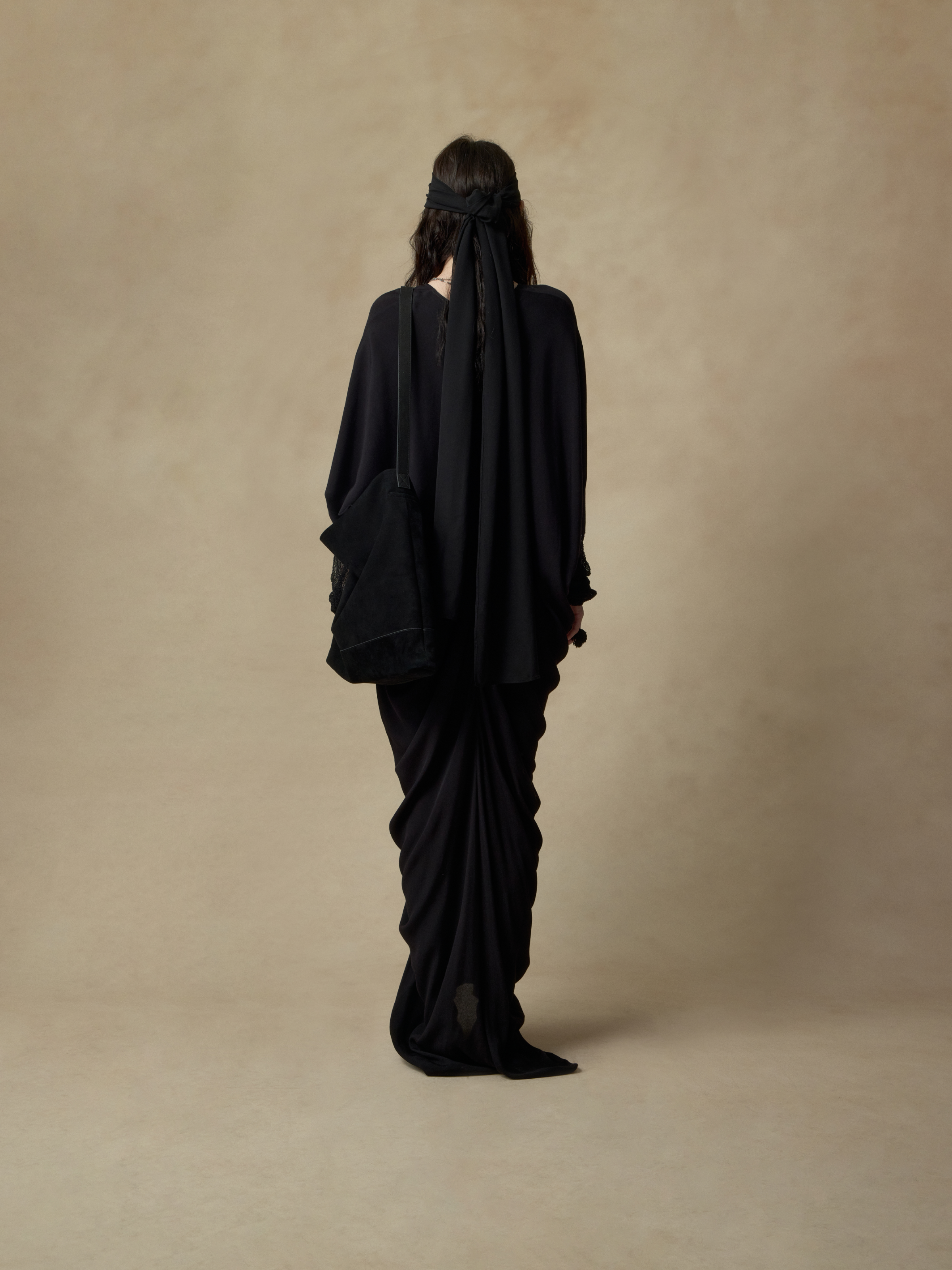 Draped Batwing Sleeve Dress