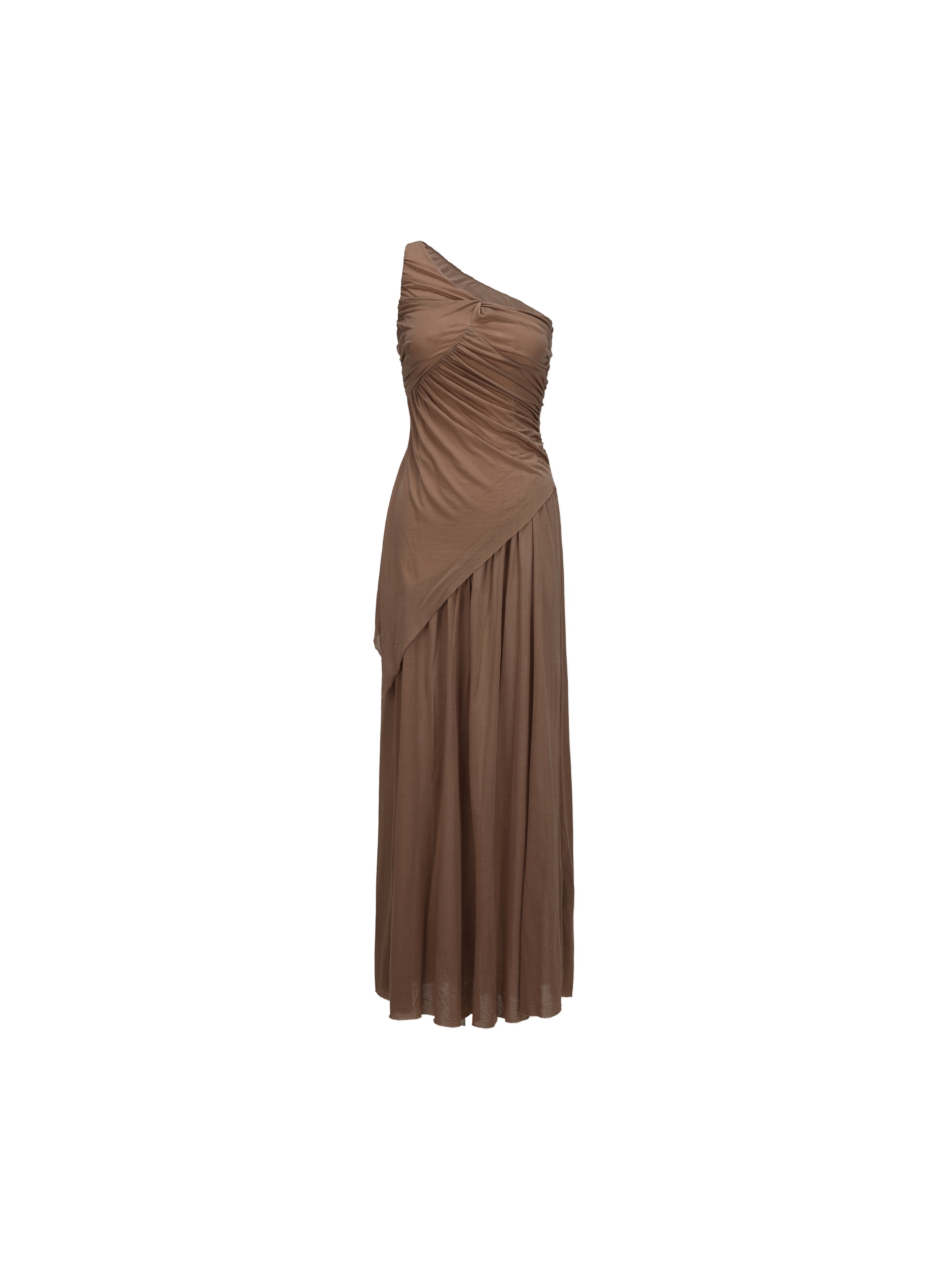 Terracotta Stretchy Paneled Asymmetrical Knit Dress