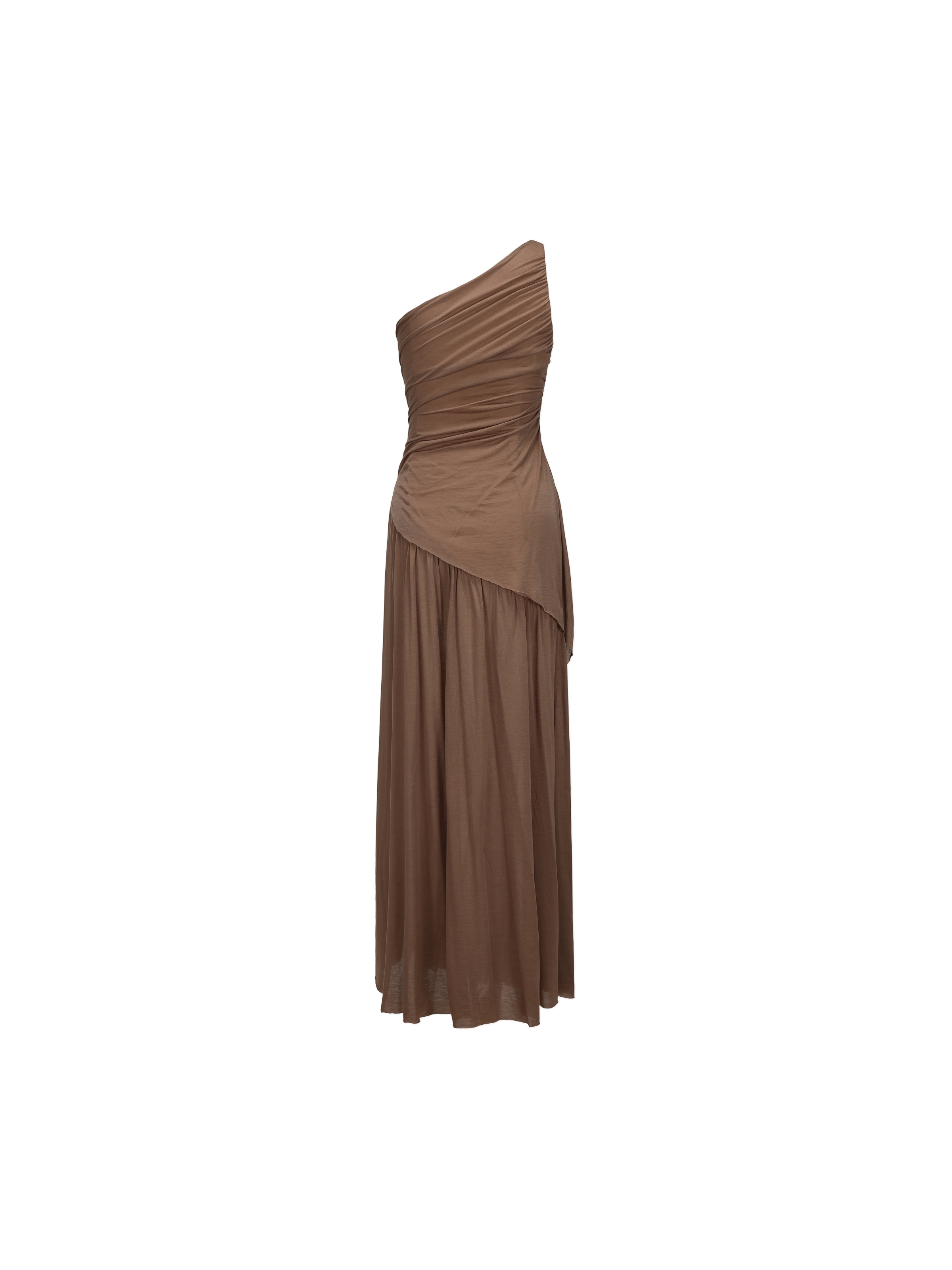 Terracotta Stretchy Paneled Asymmetrical Knit Dress