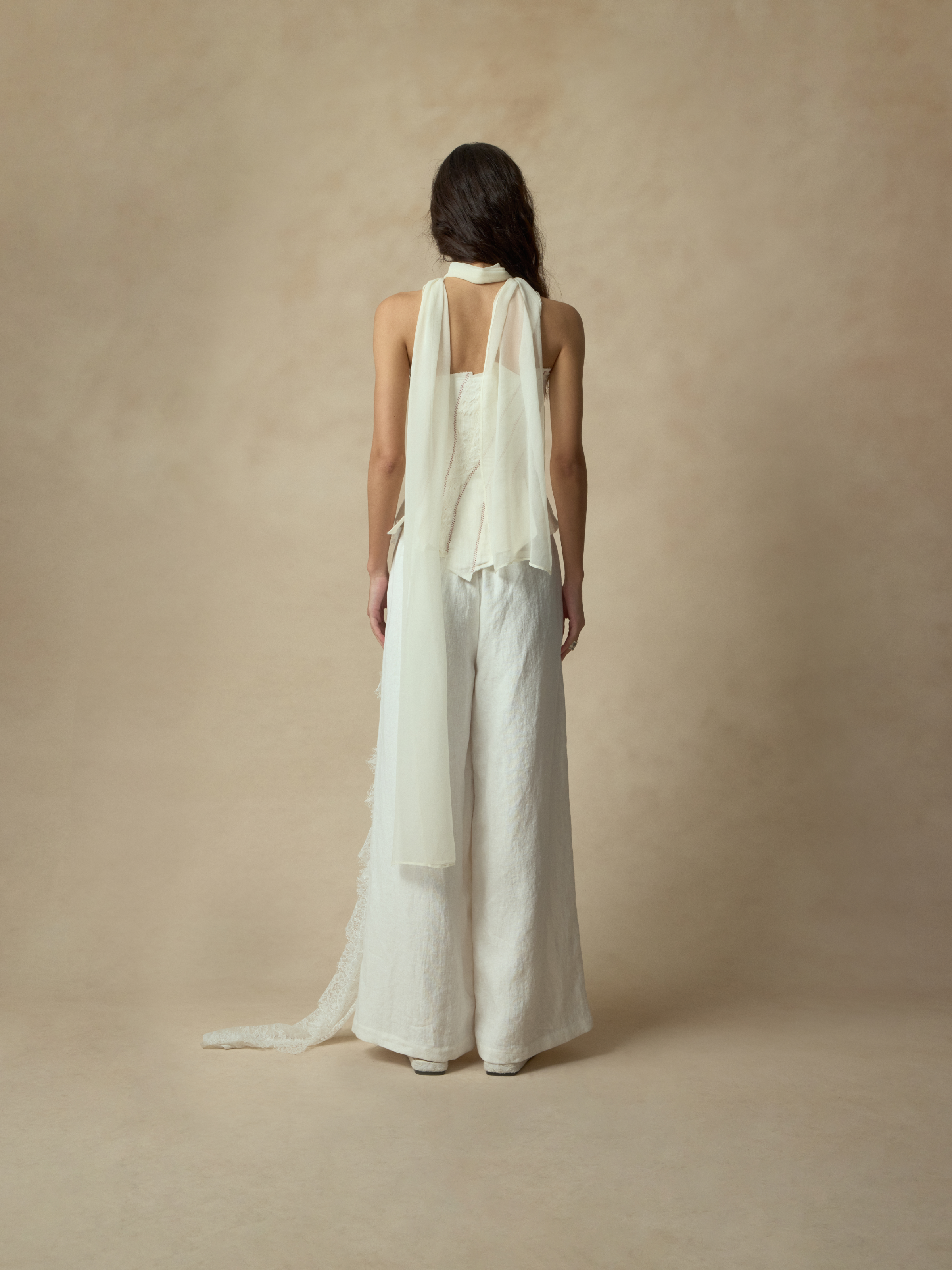 White Lace And Linen Pants