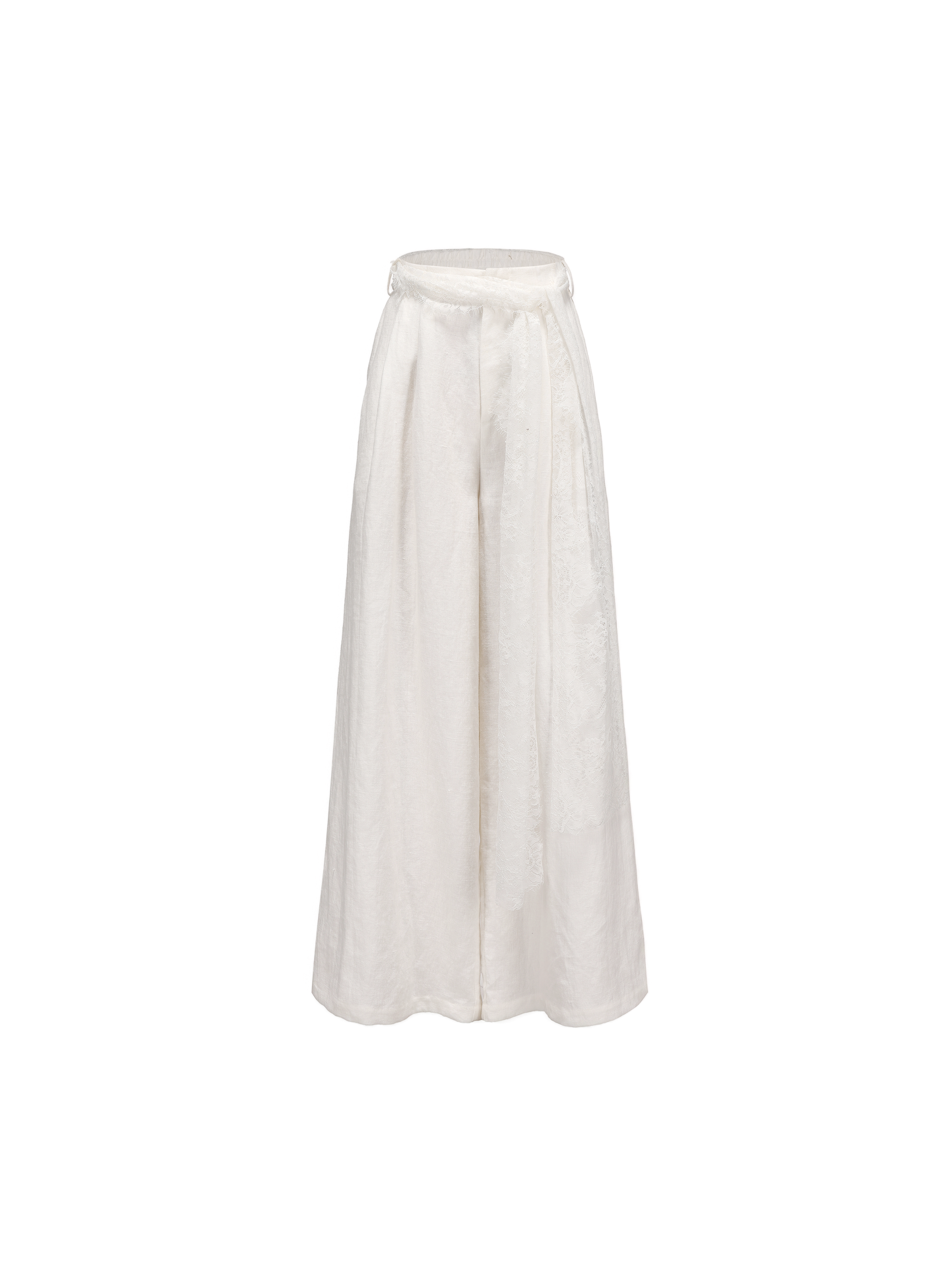 White Lace And Linen Pants
