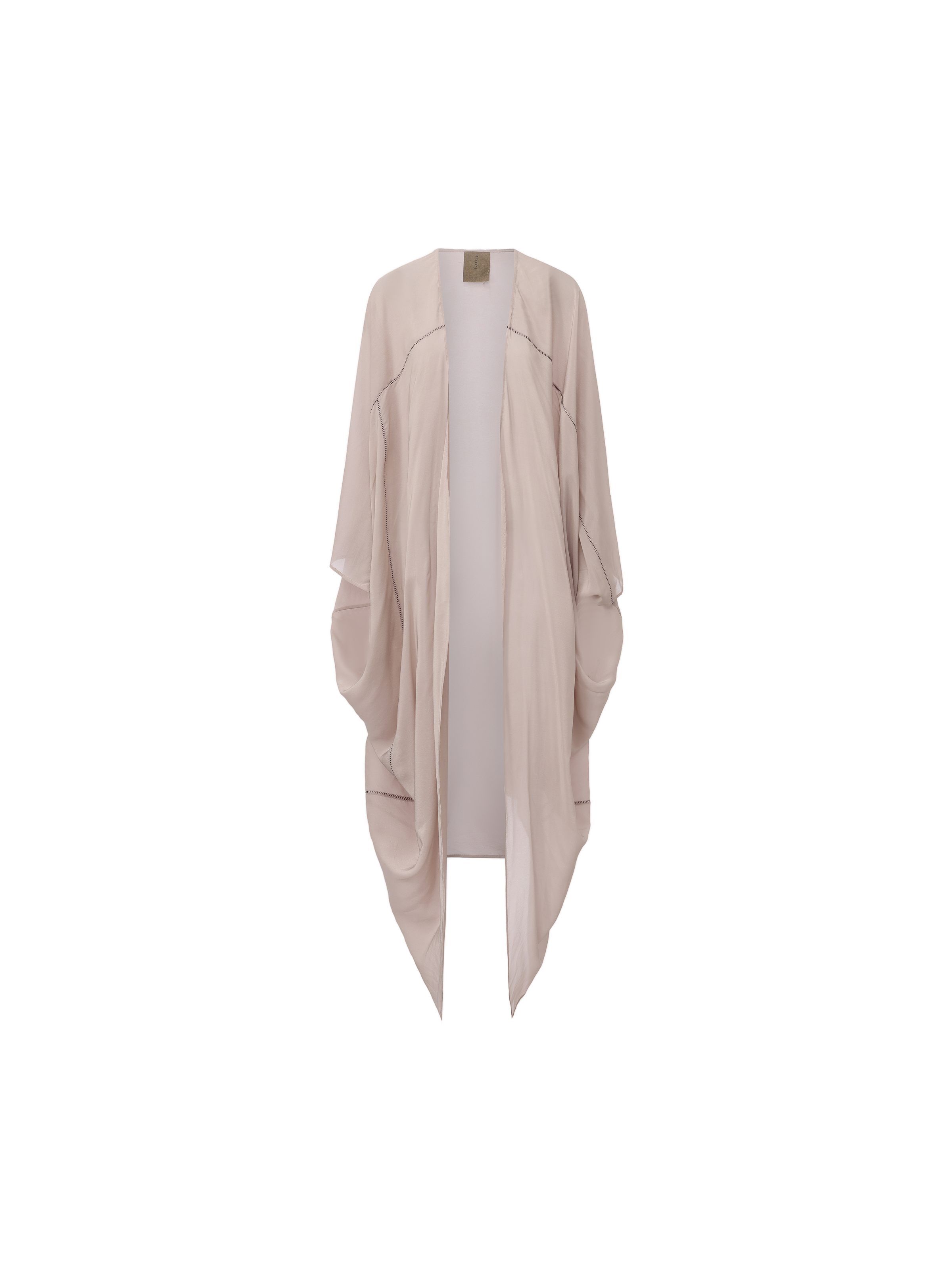 Champagne Pink Silk Draped Long Coat