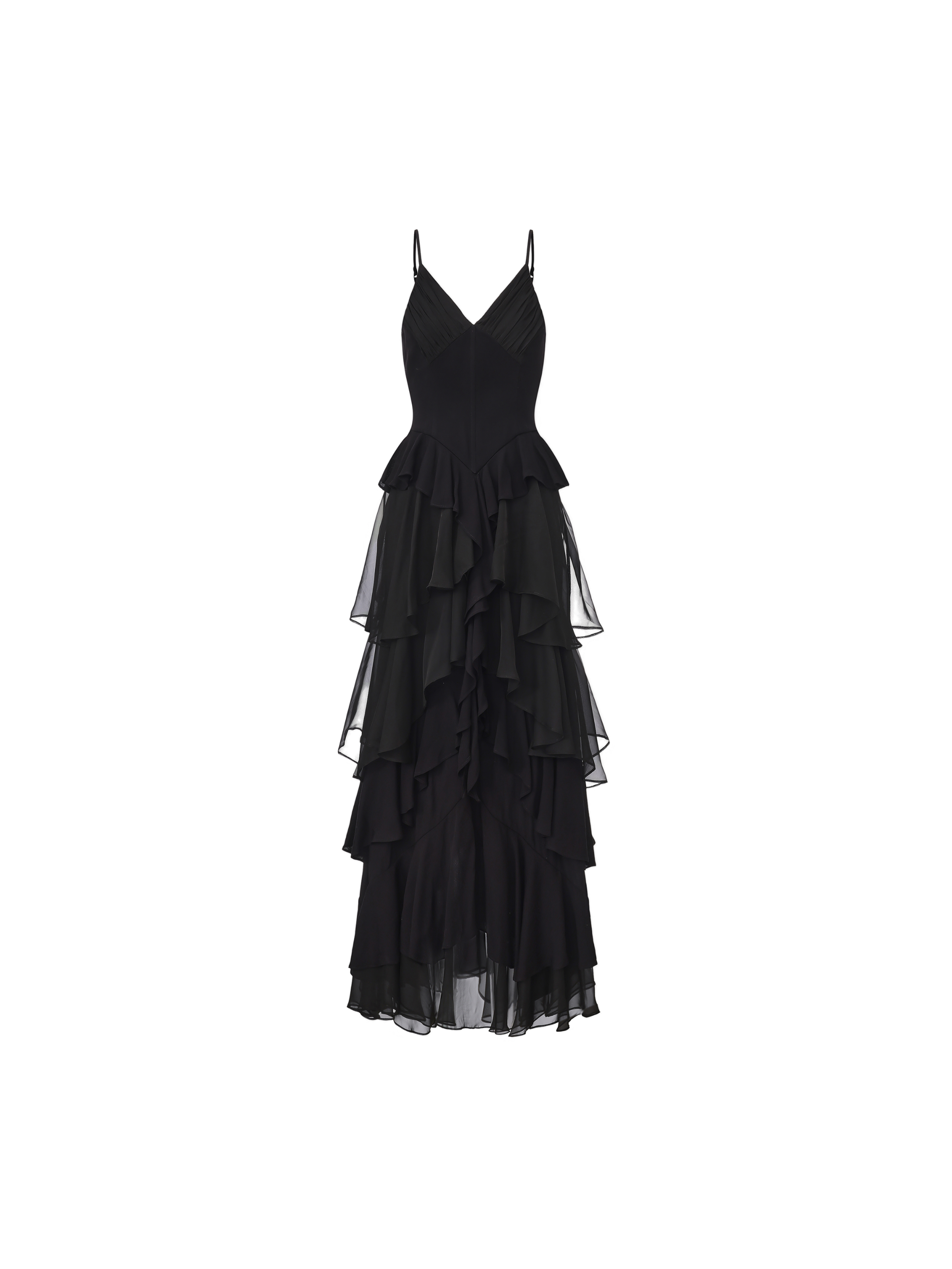 Black Layered Backless Slip Dress