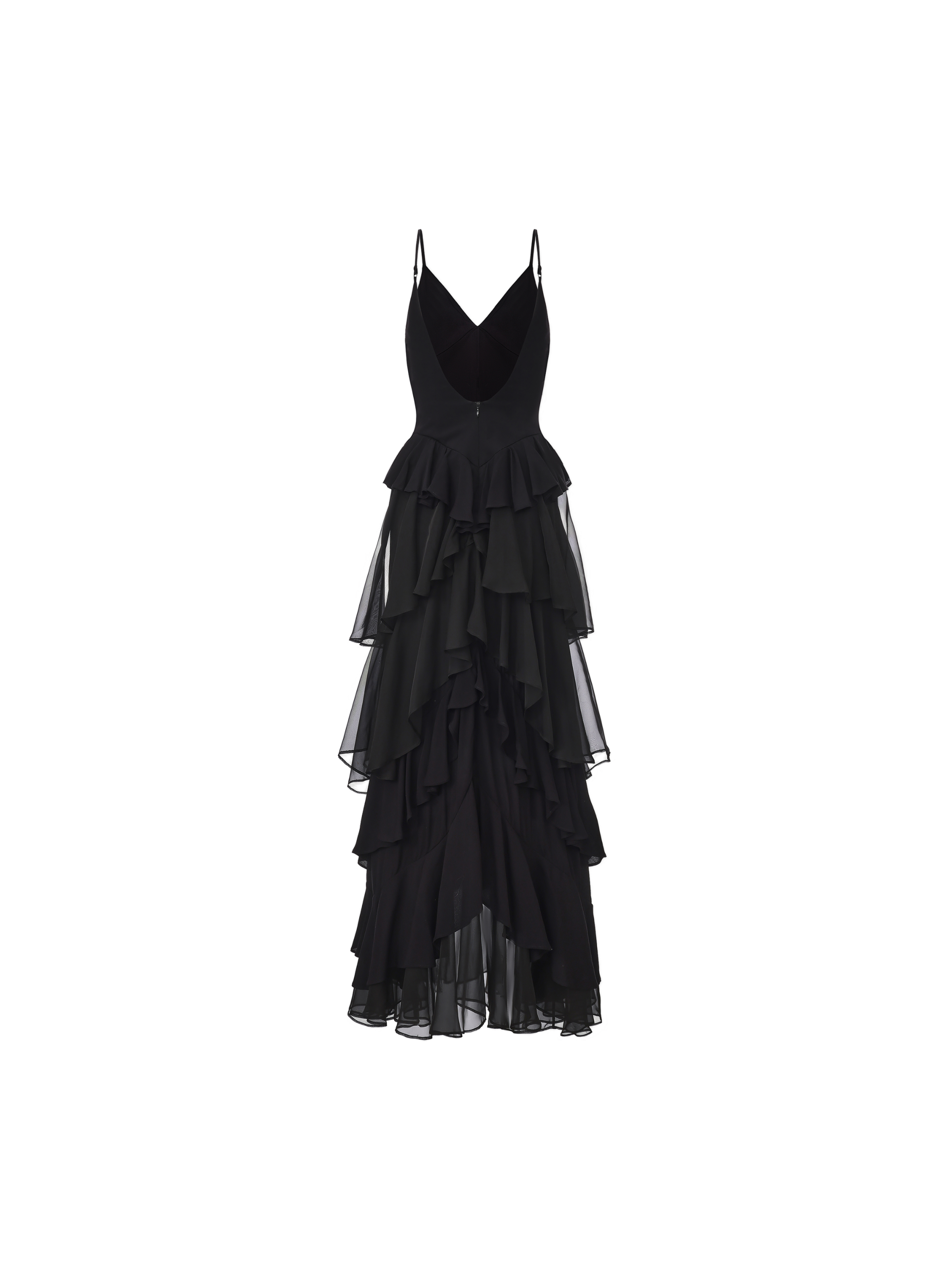 Black Layered Backless Slip Dress
