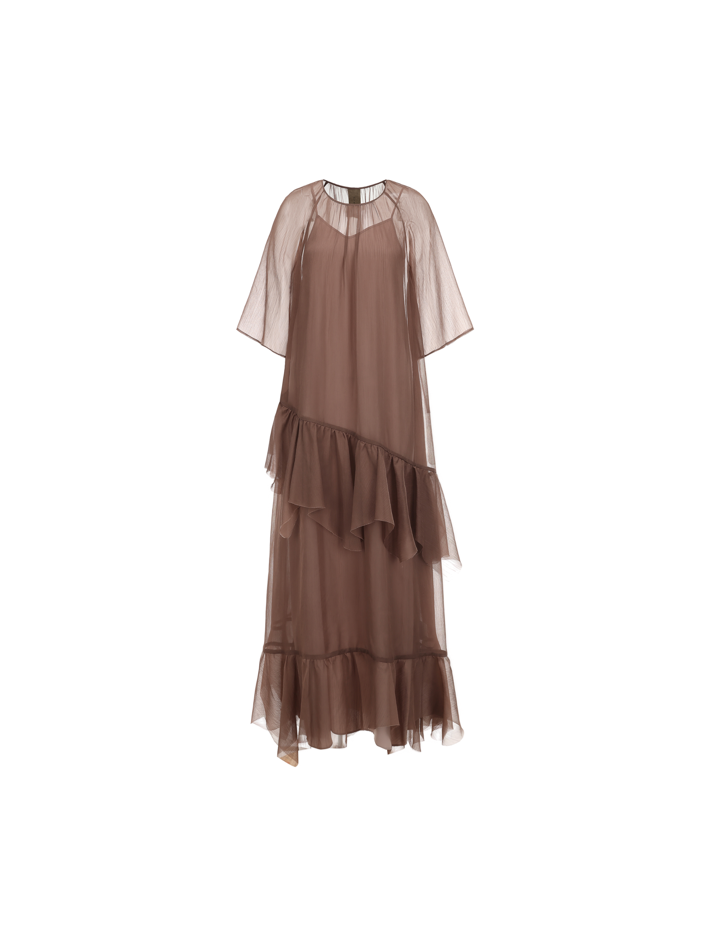 Light Brown Ruffled Two-Piece Maxi Dress