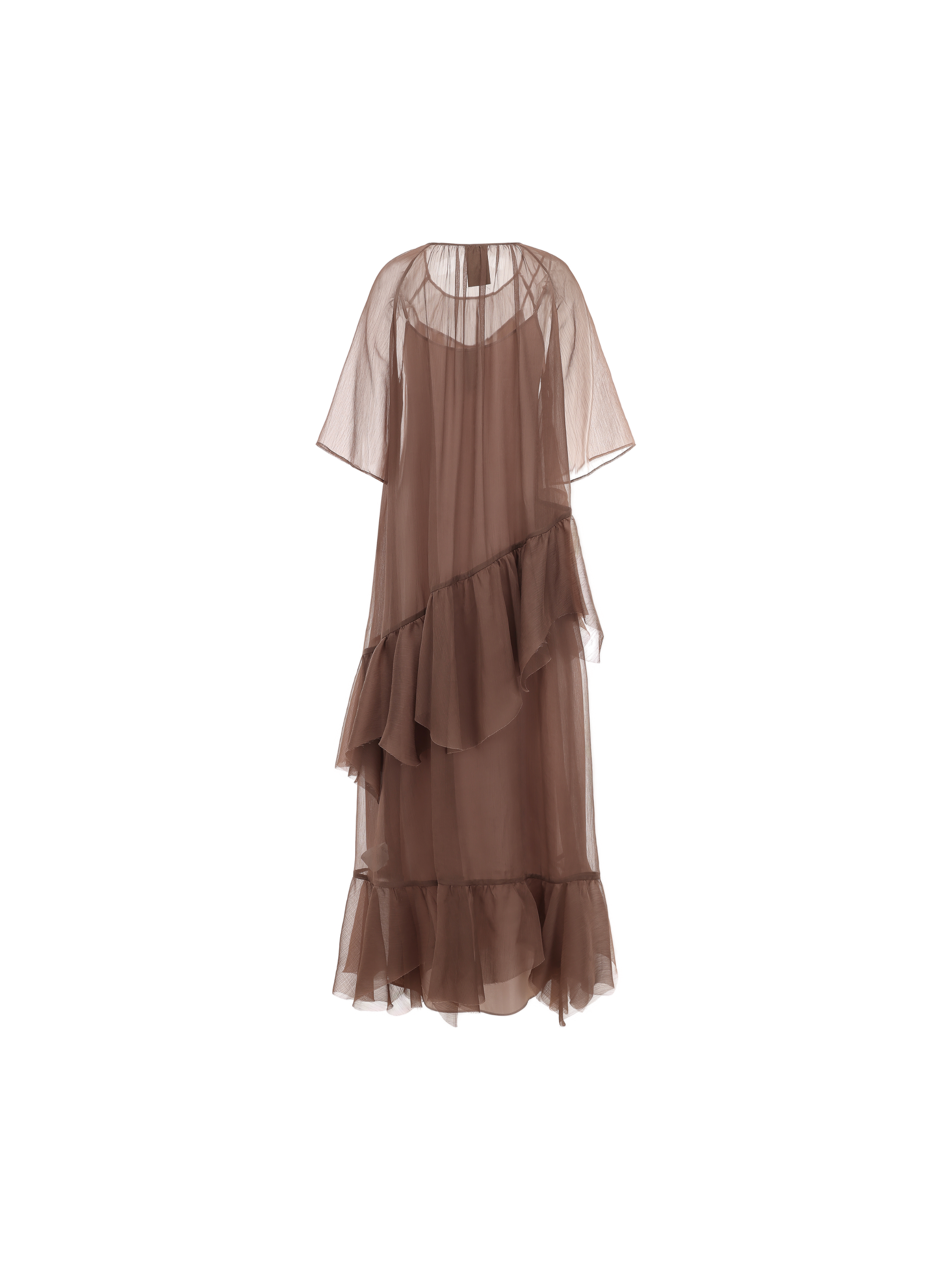 Light Brown Ruffled Two-Piece Maxi Dress