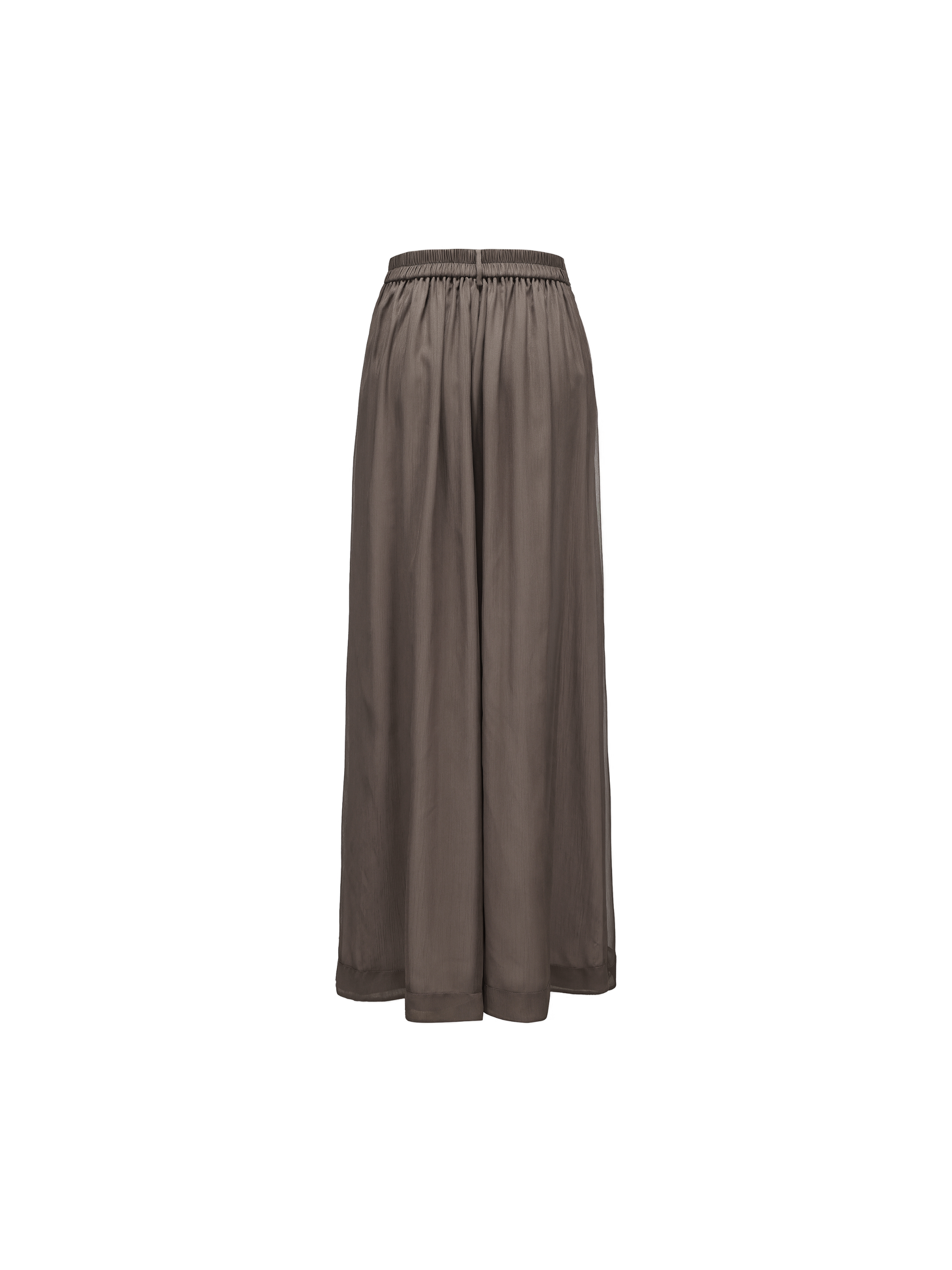 Pink Brown Draped Double-Layer Wide-Leg Pants