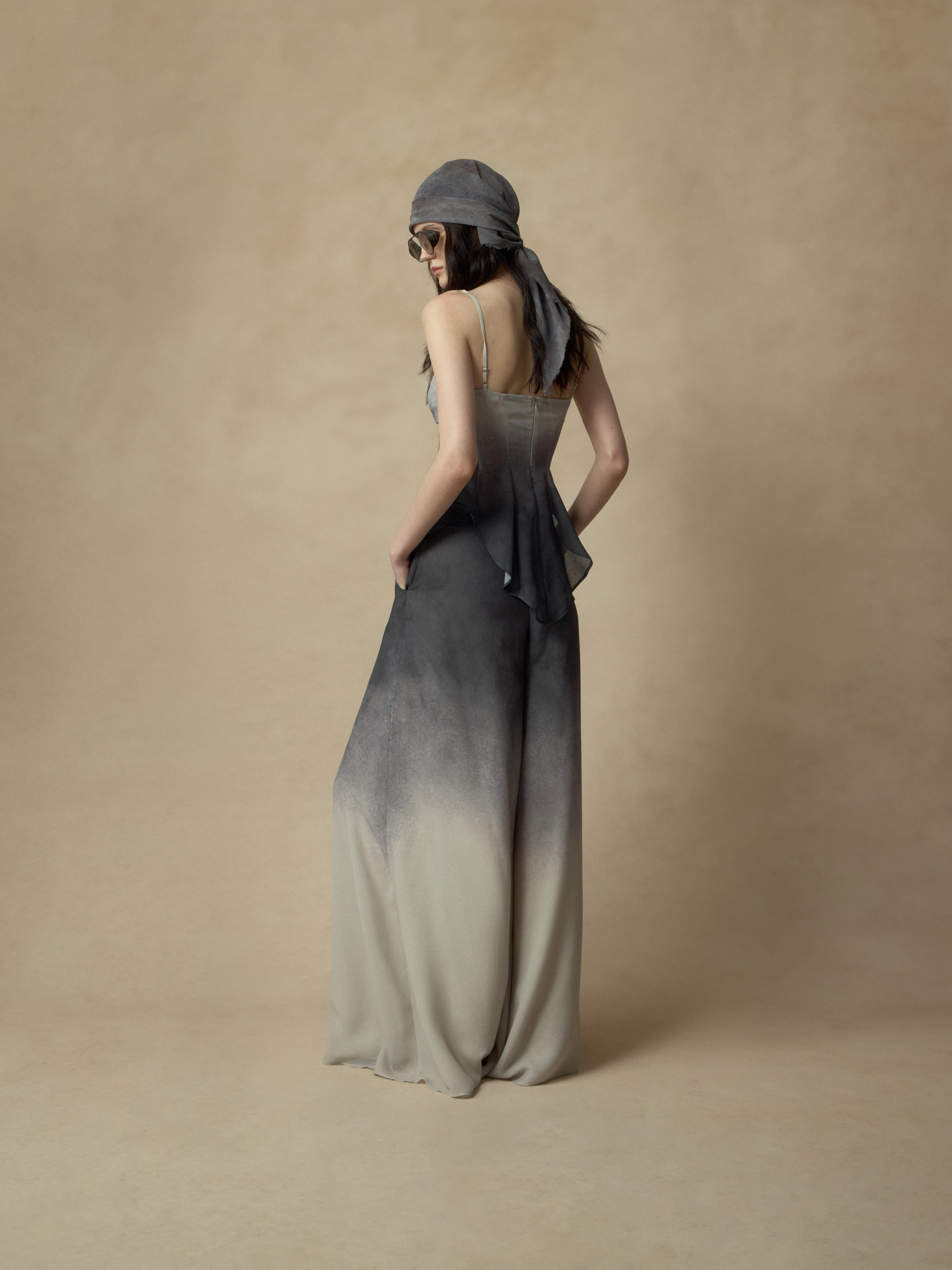 Ombre Gradient Wide-Leg Pants