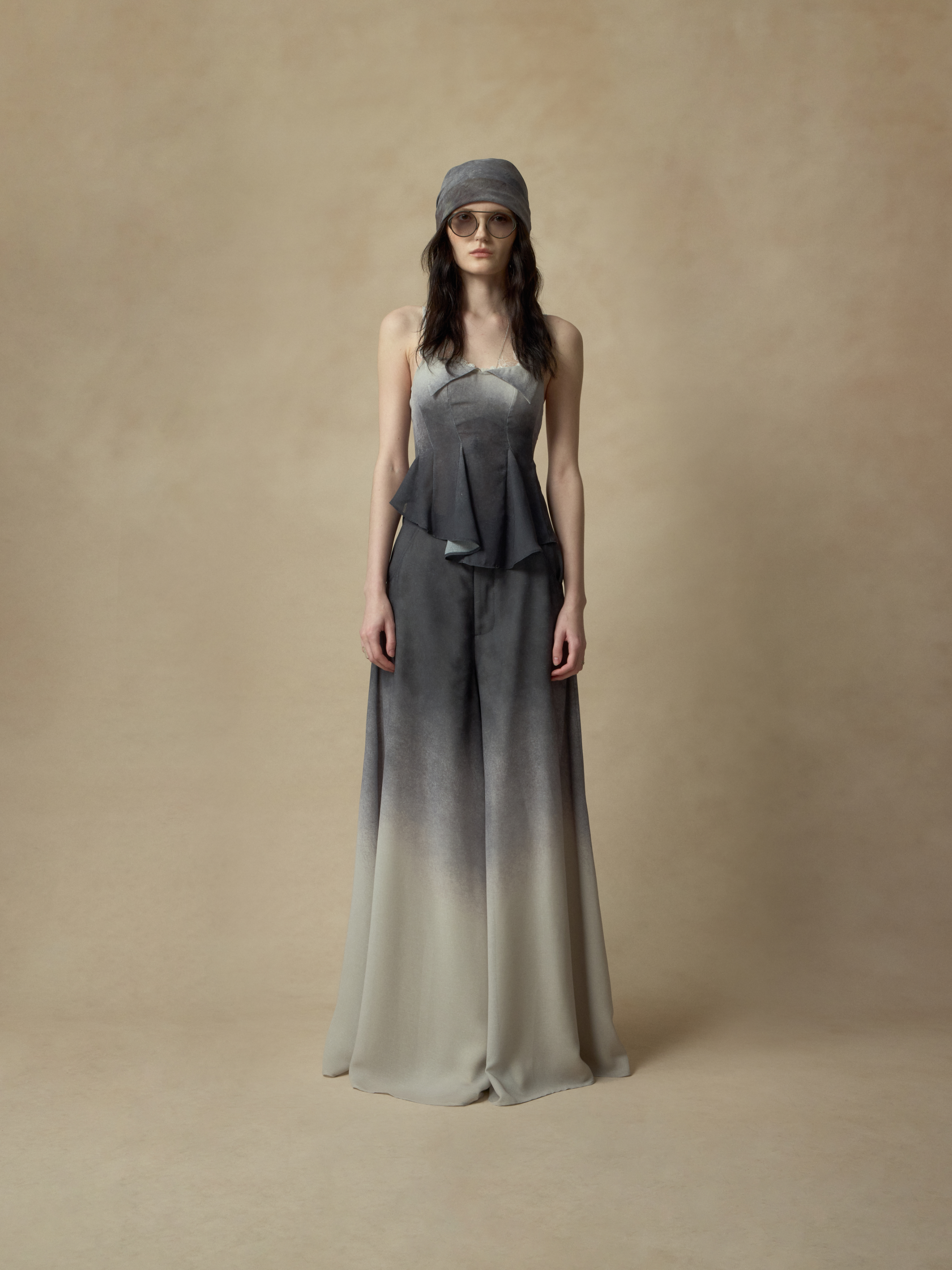 Ombre Gradient Wide-Leg Pants