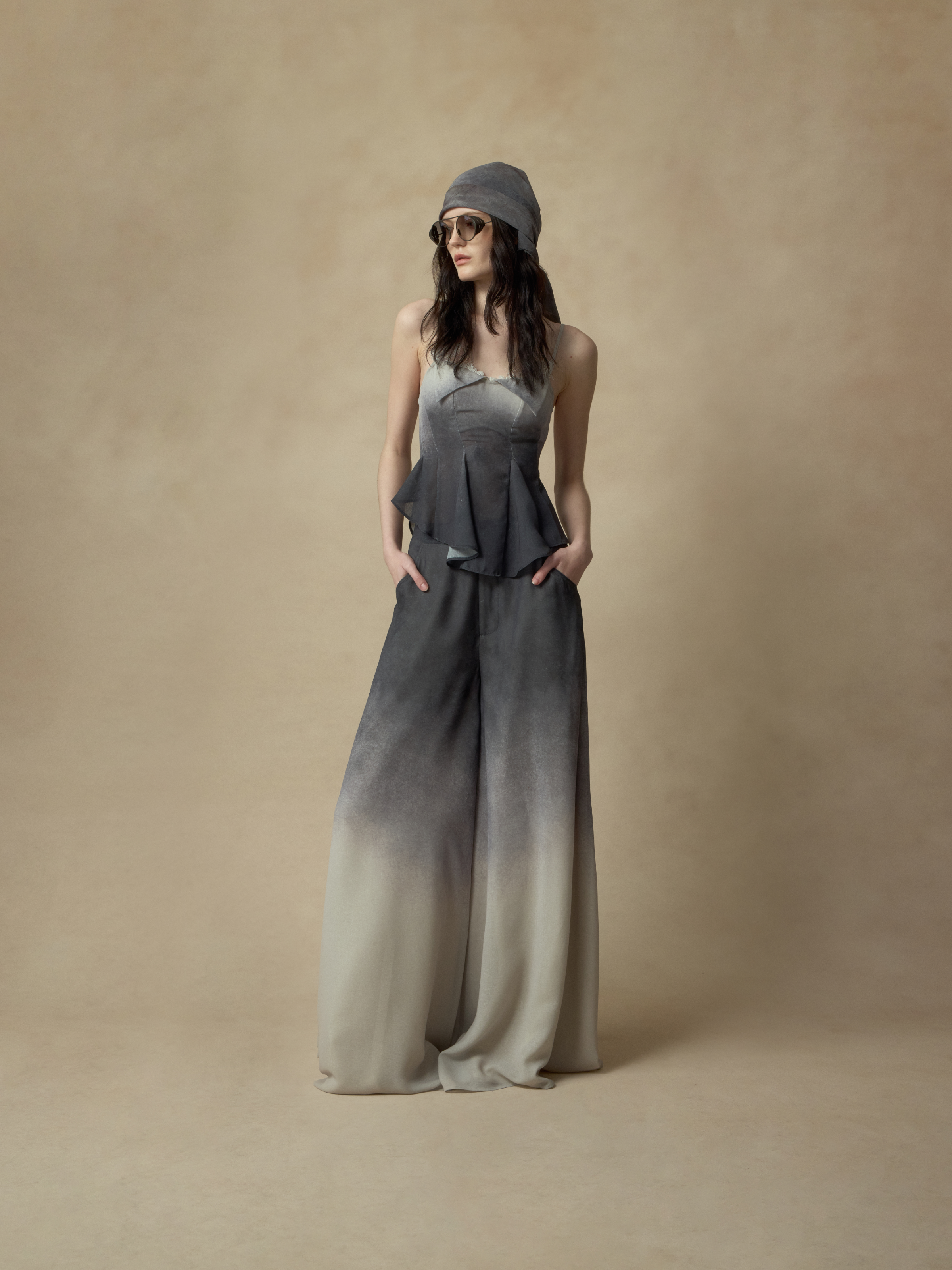 Ombre Gradient Wide-Leg Pants