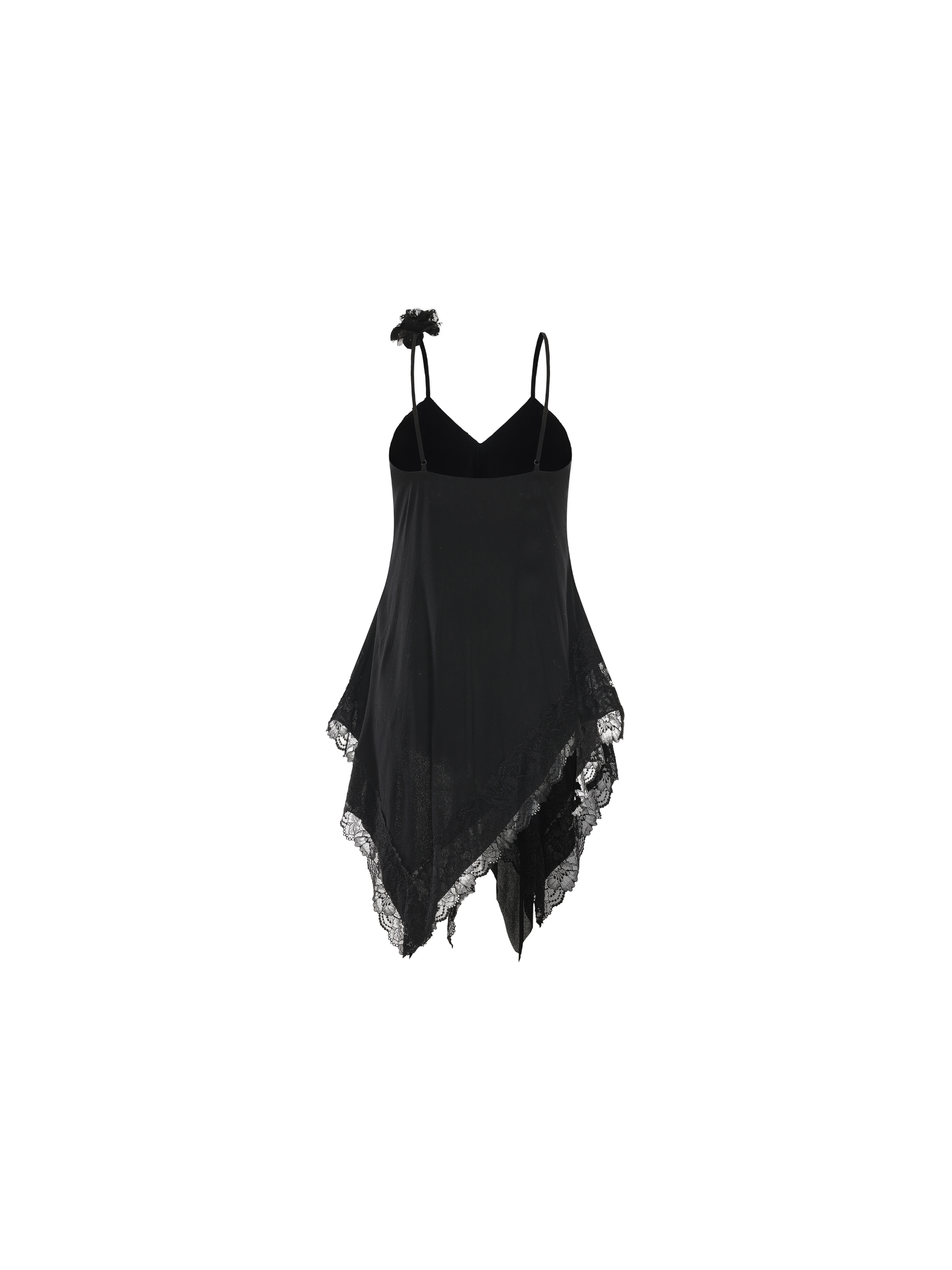 Black Pleated Lace Asymmetrical Top