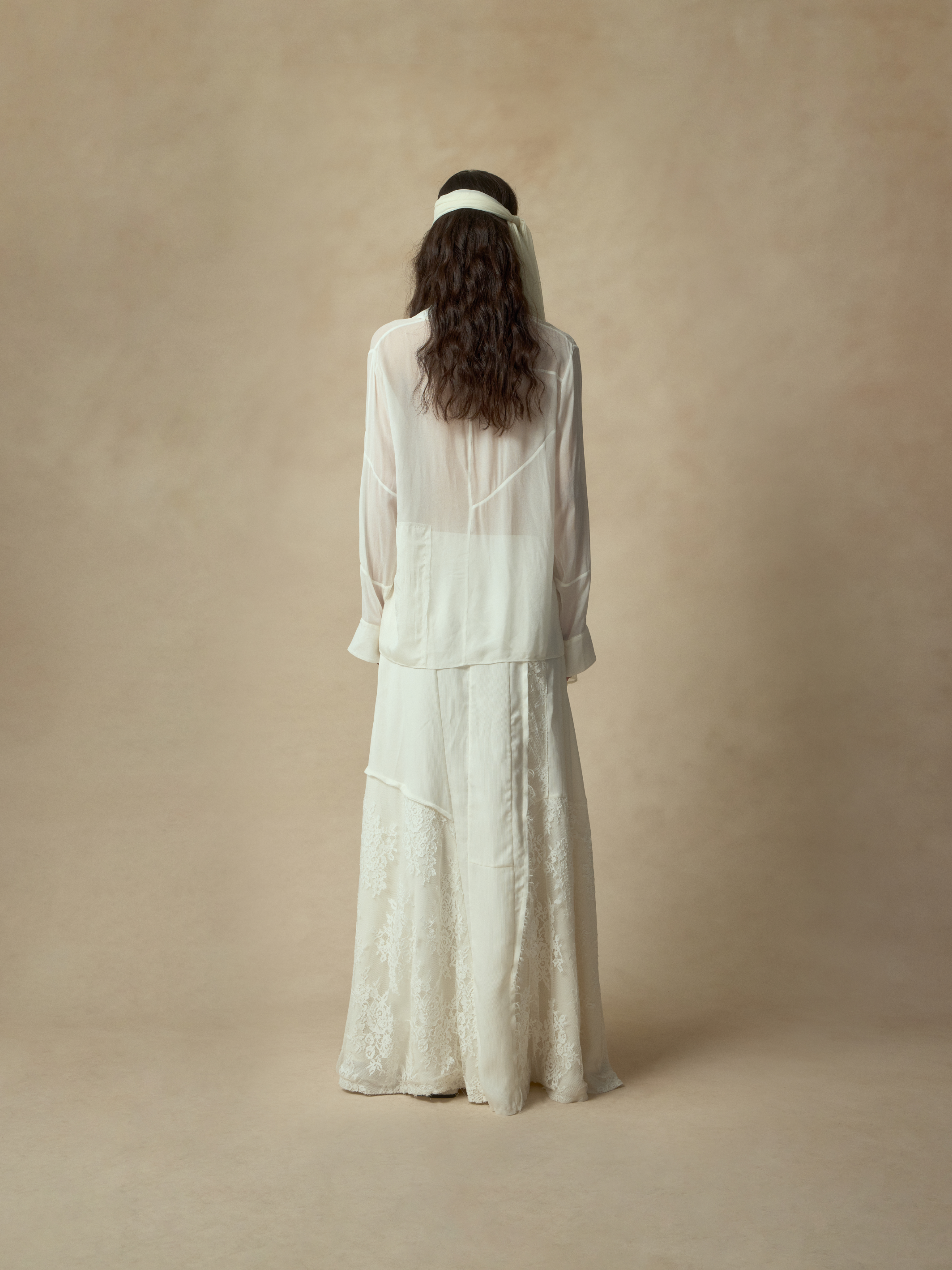 White Asymmetrical Panel Lace Skirt