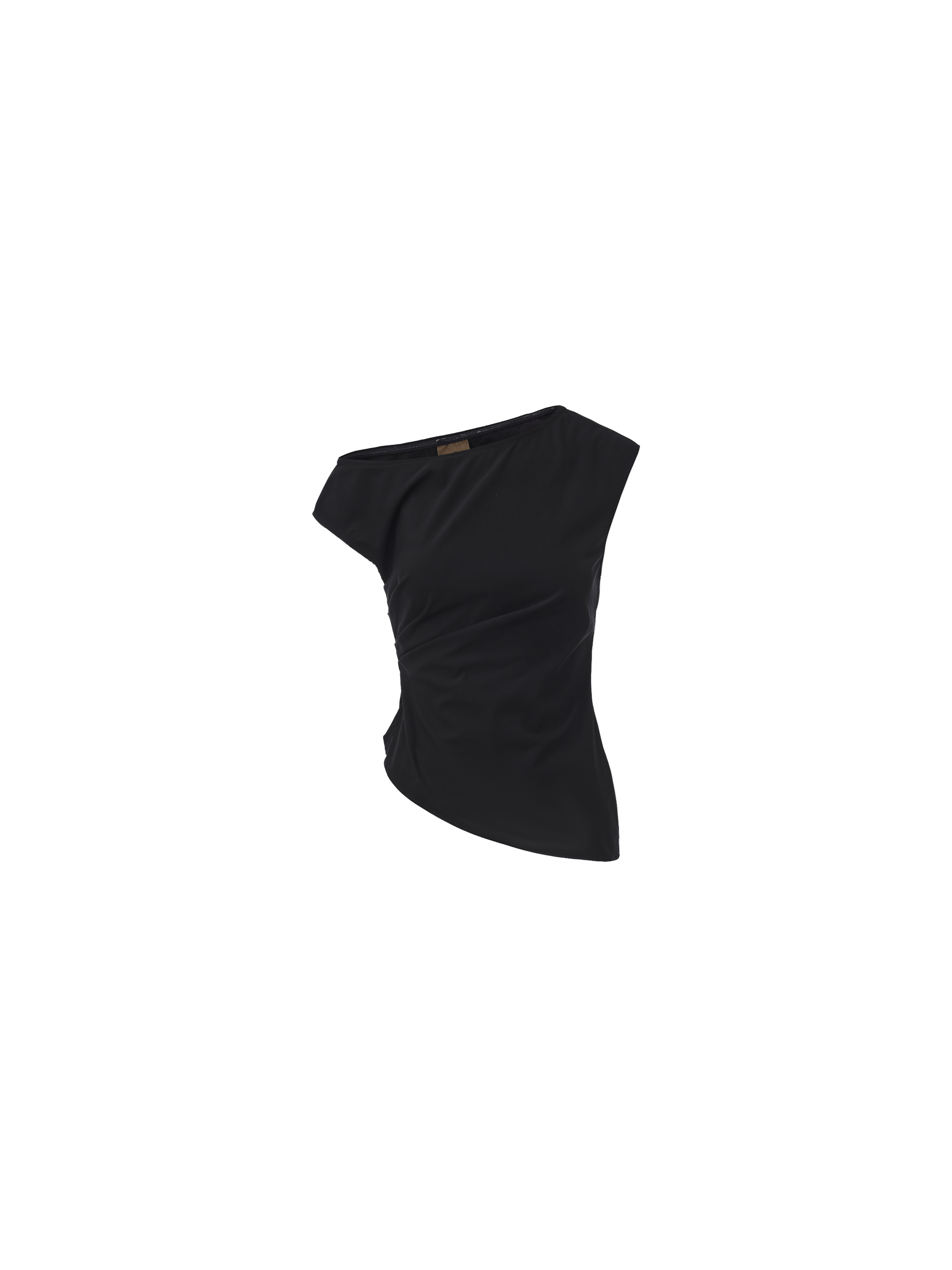 Black Asymmetrical Ruffled Elastic Off-shoulder Top