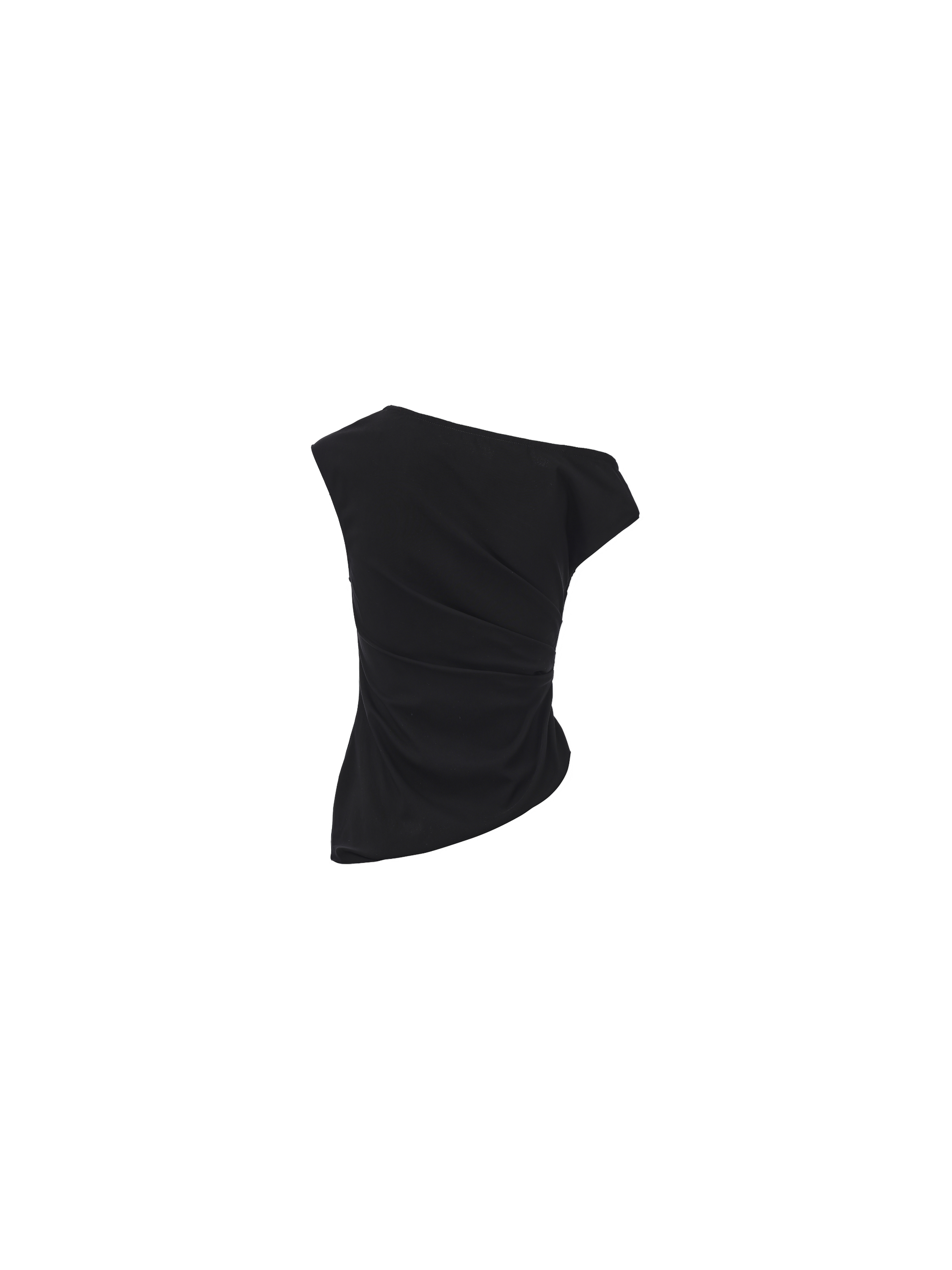 Black Asymmetrical Ruffled Elastic Off-shoulder Top