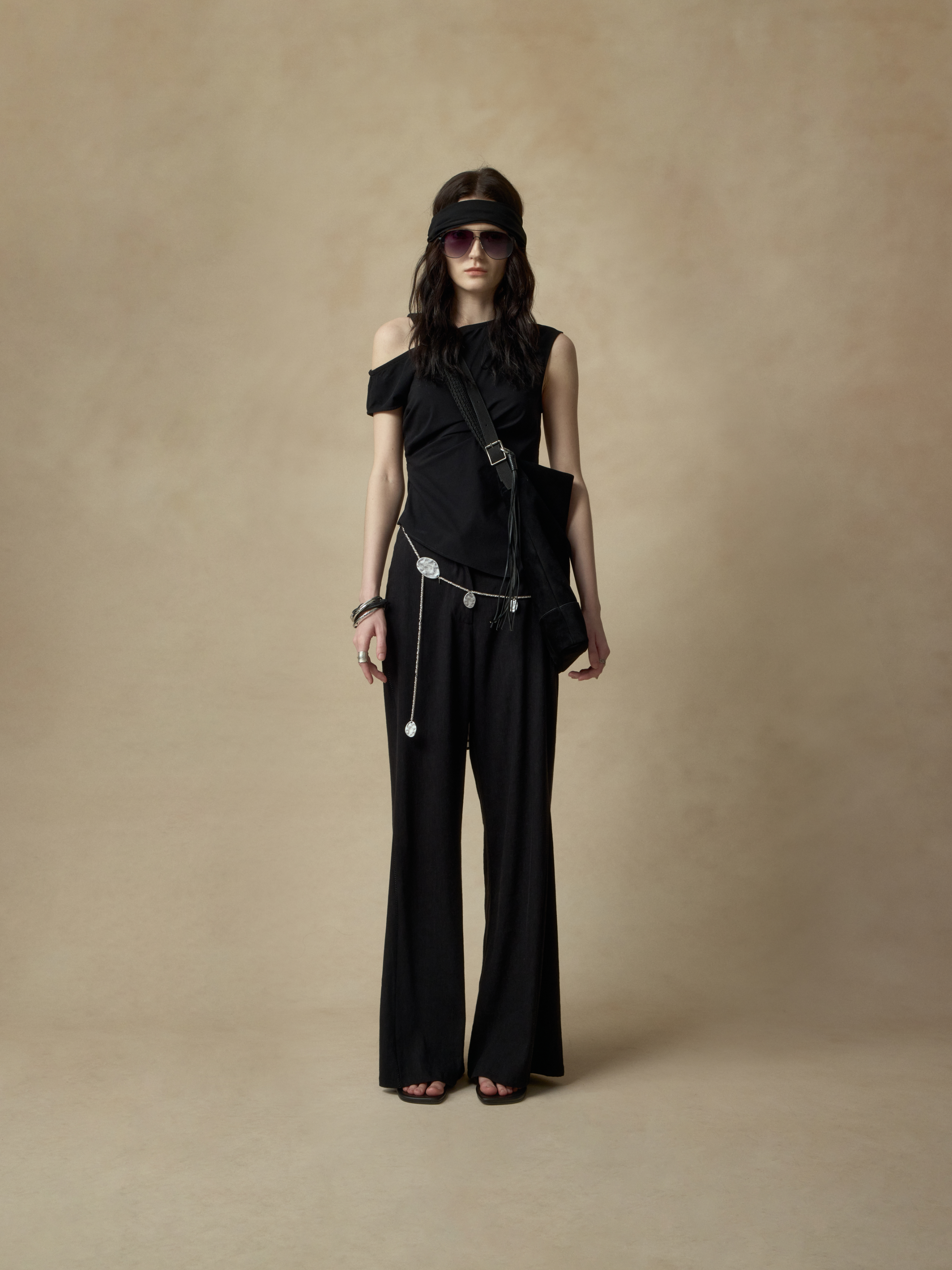 Black Simple Flared Long Pants