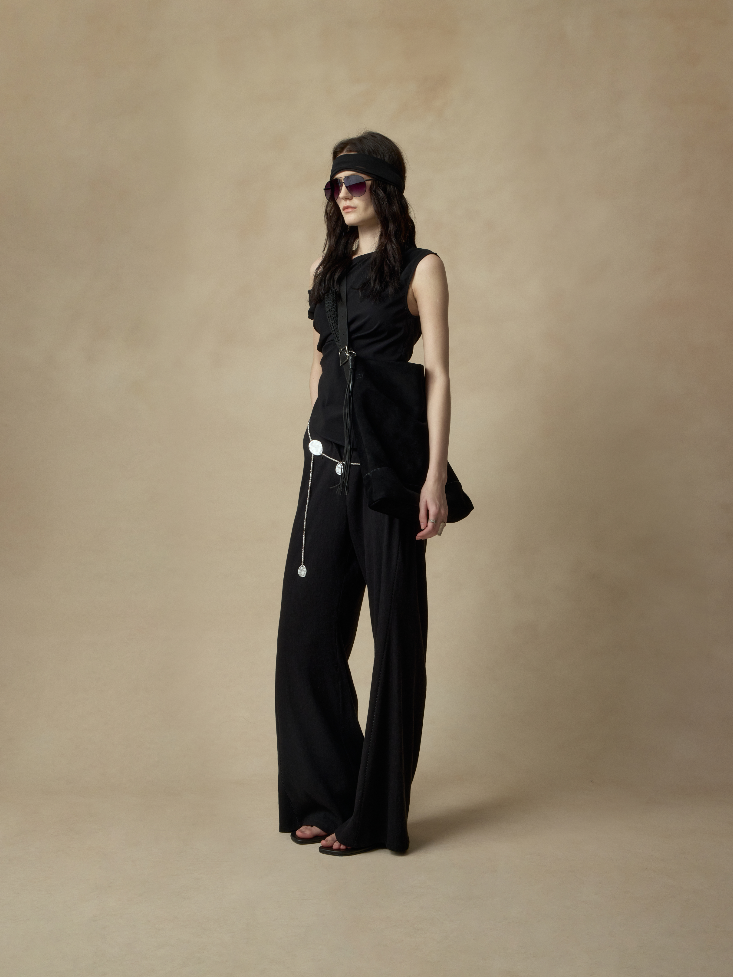 Black Simple Flared Long Pants