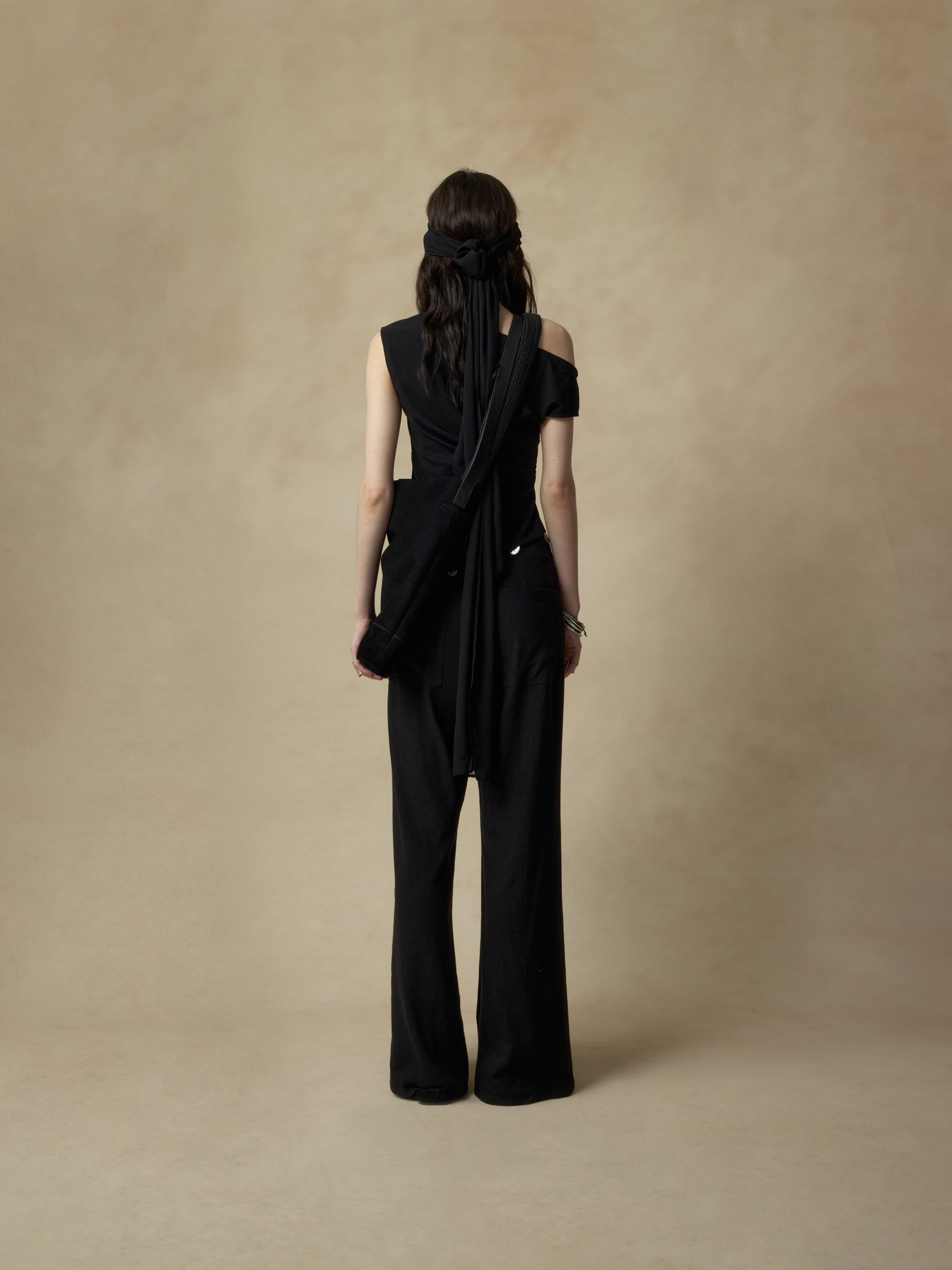 Black Simple Flared Long Pants