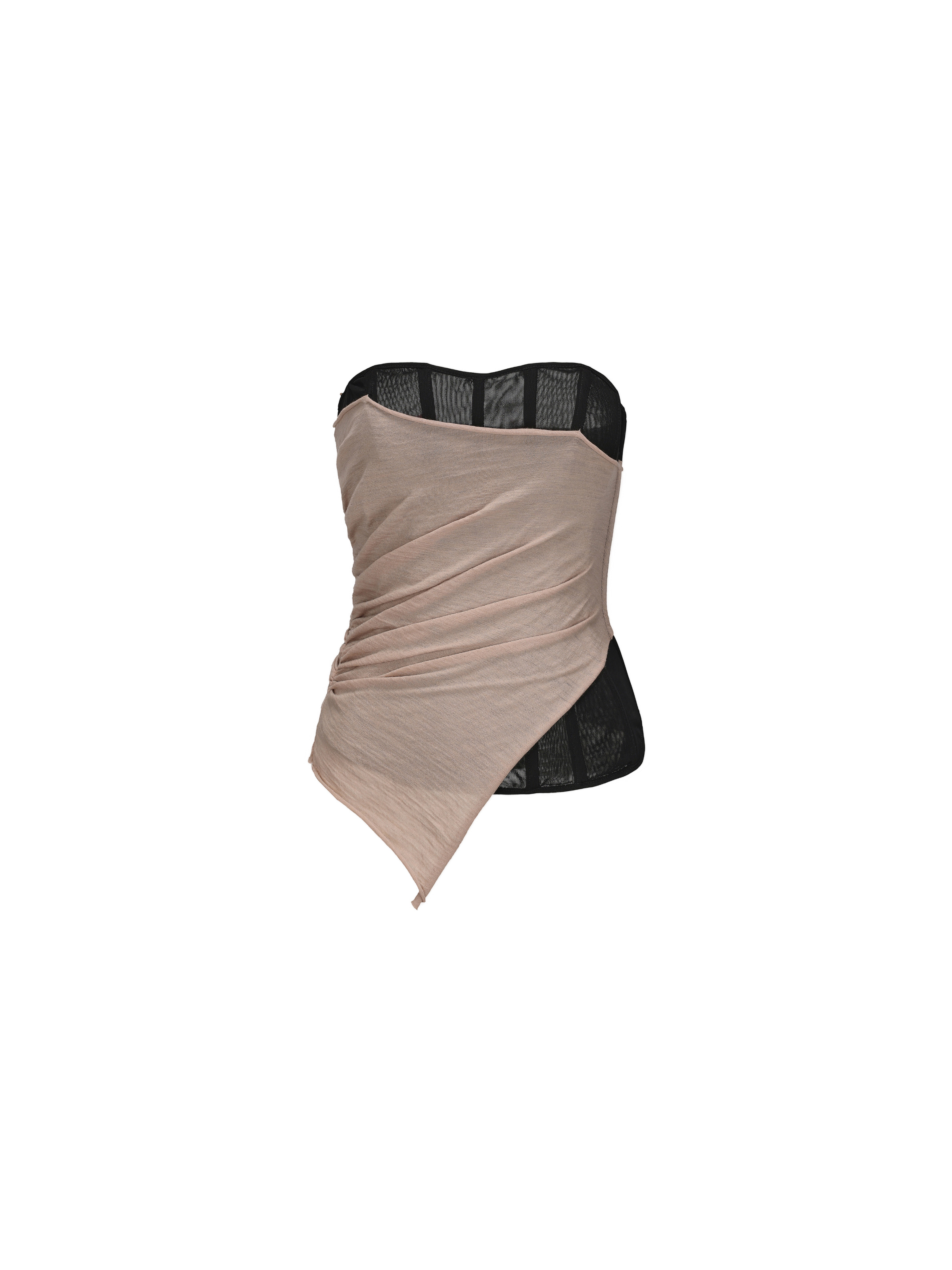 Boned Ruched Asymmetric Bustier