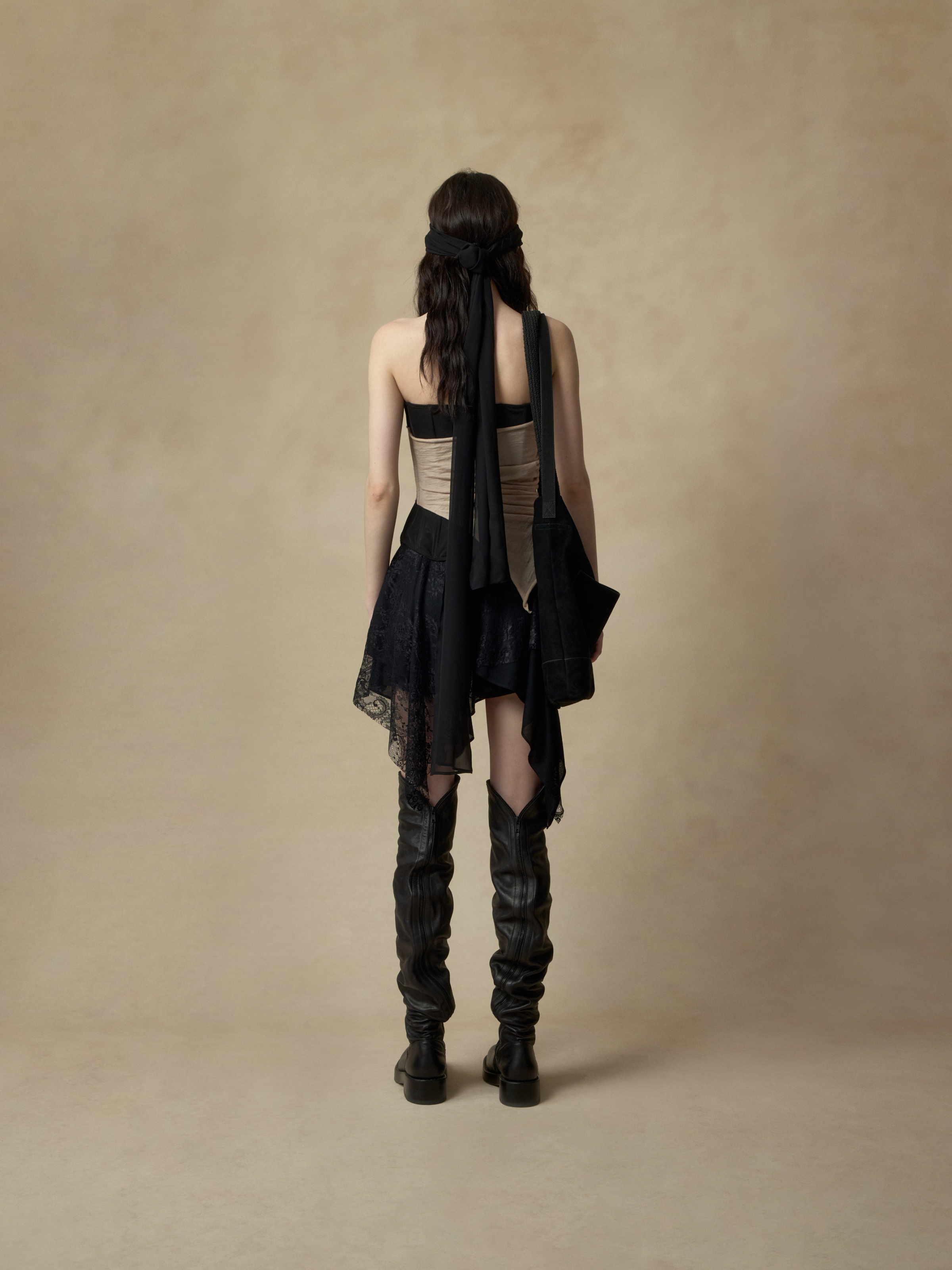 Boned Ruched Asymmetric Bustier