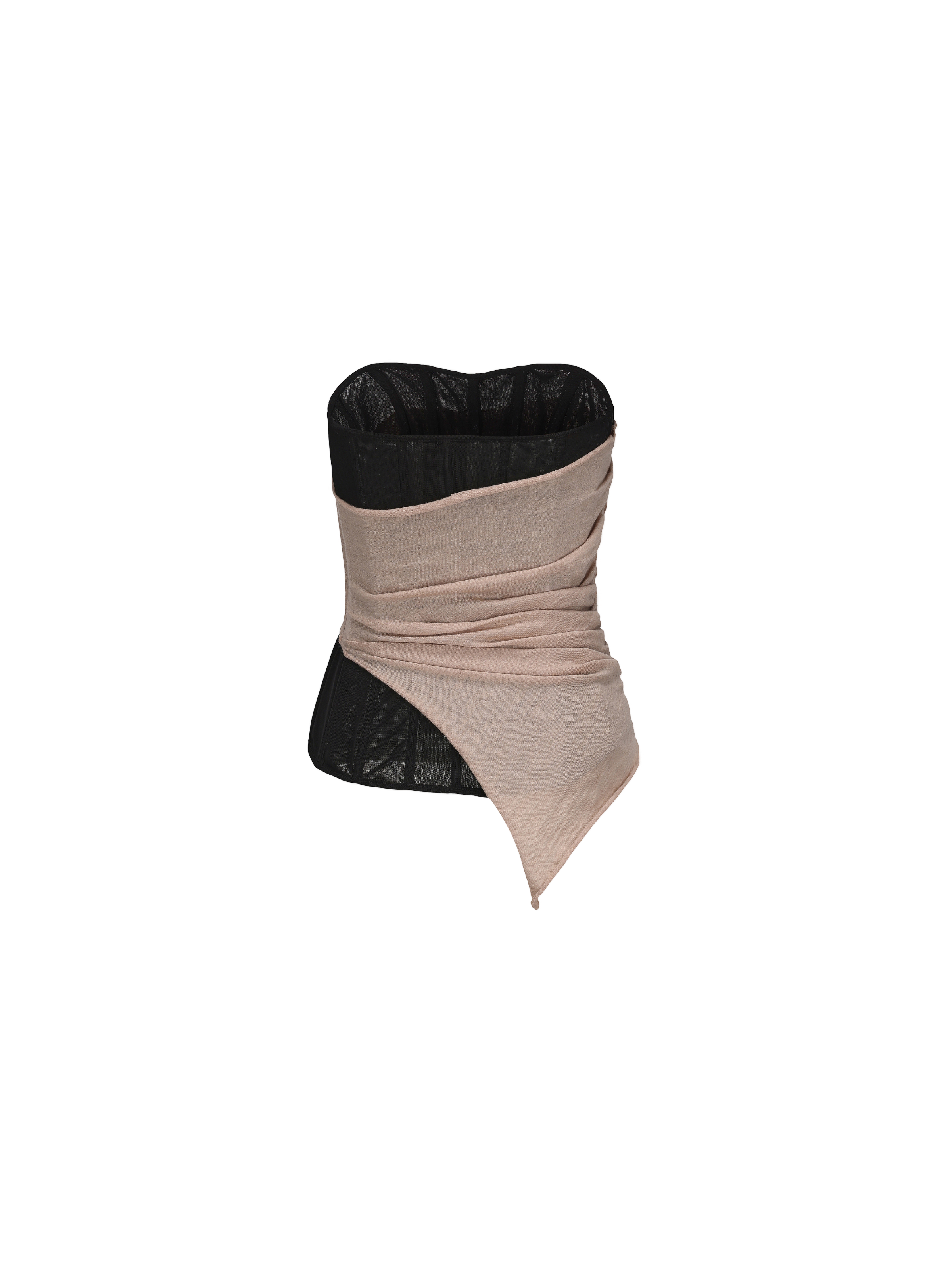 Boned Ruched Asymmetric Bustier