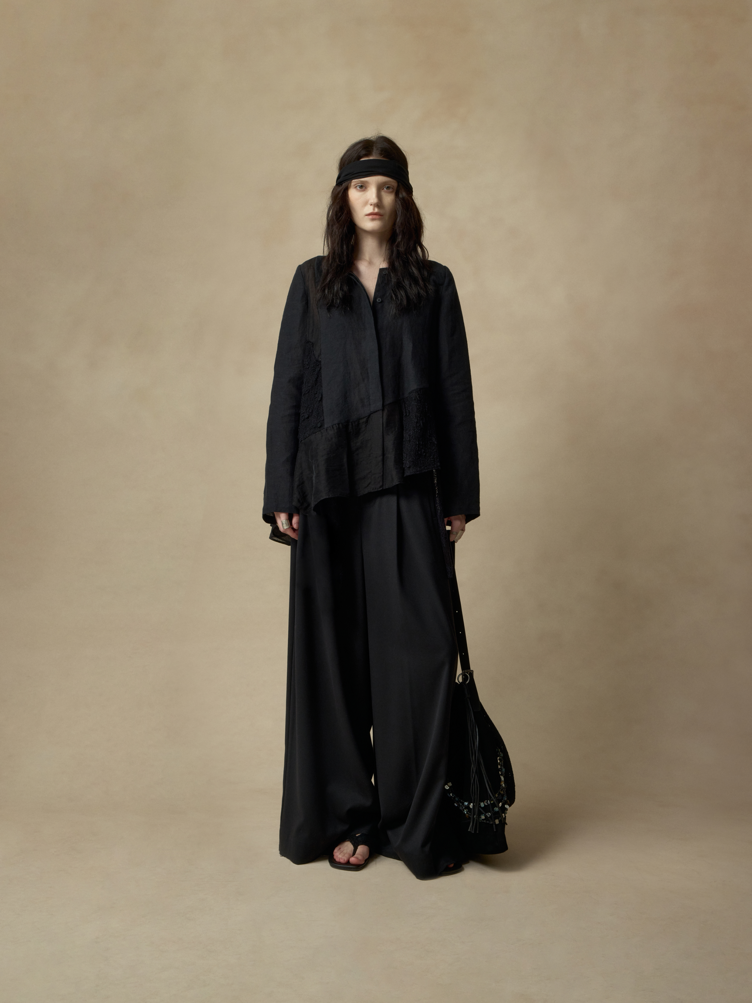 Black High-Waisted Pleated Wide-Leg Pants