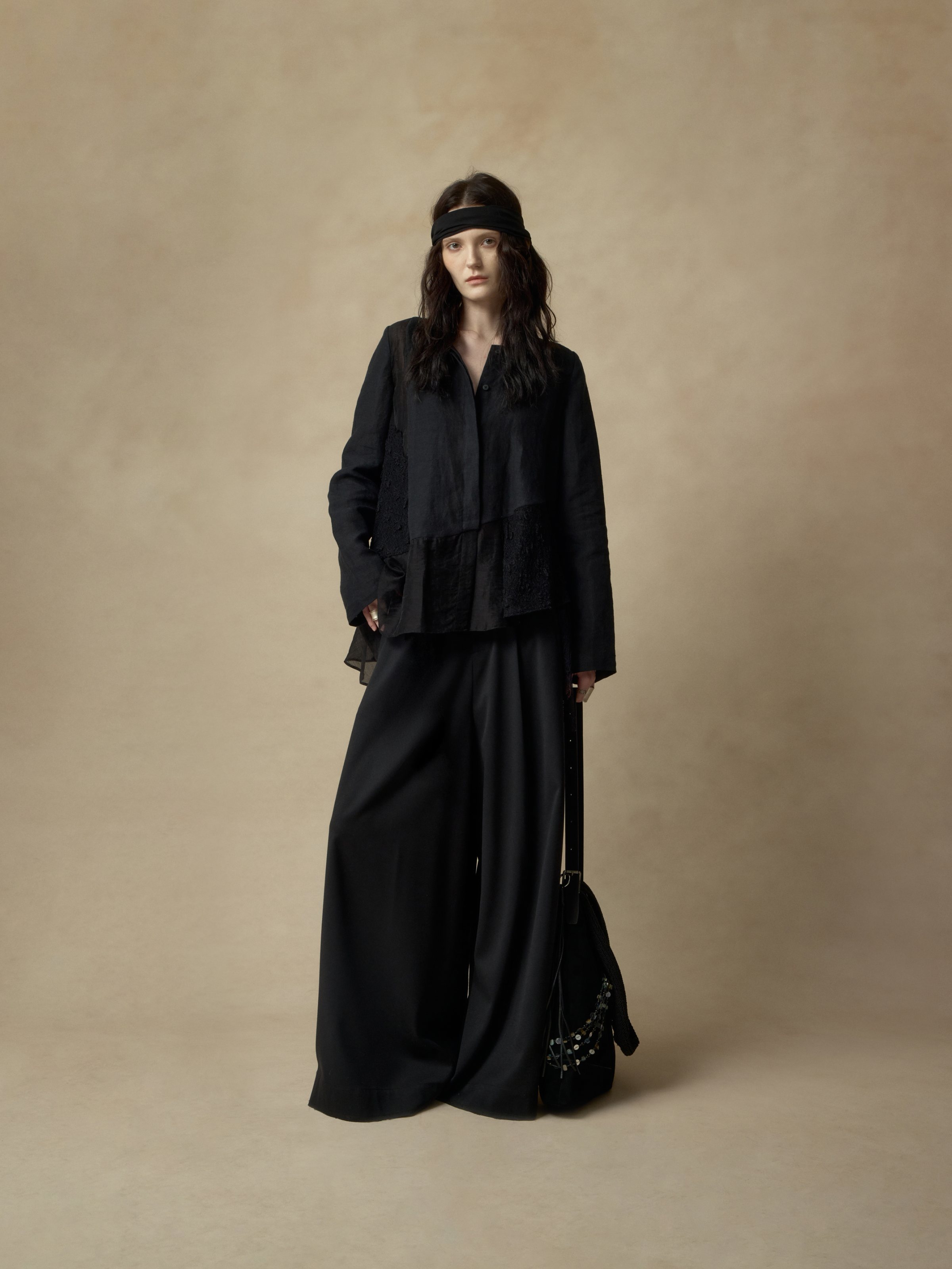 Black High-Waisted Pleated Wide-Leg Pants