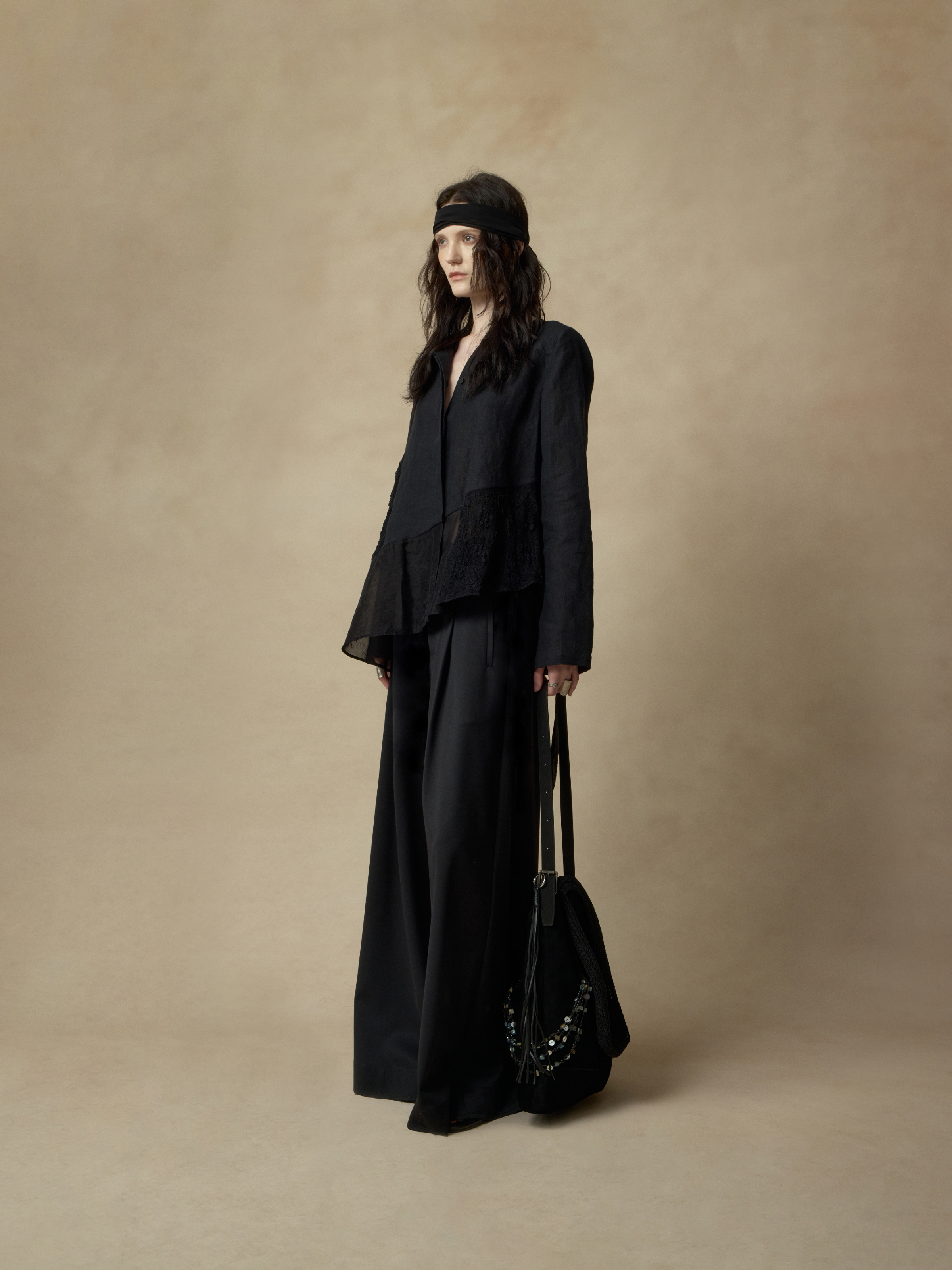 Black High-Waisted Pleated Wide-Leg Pants