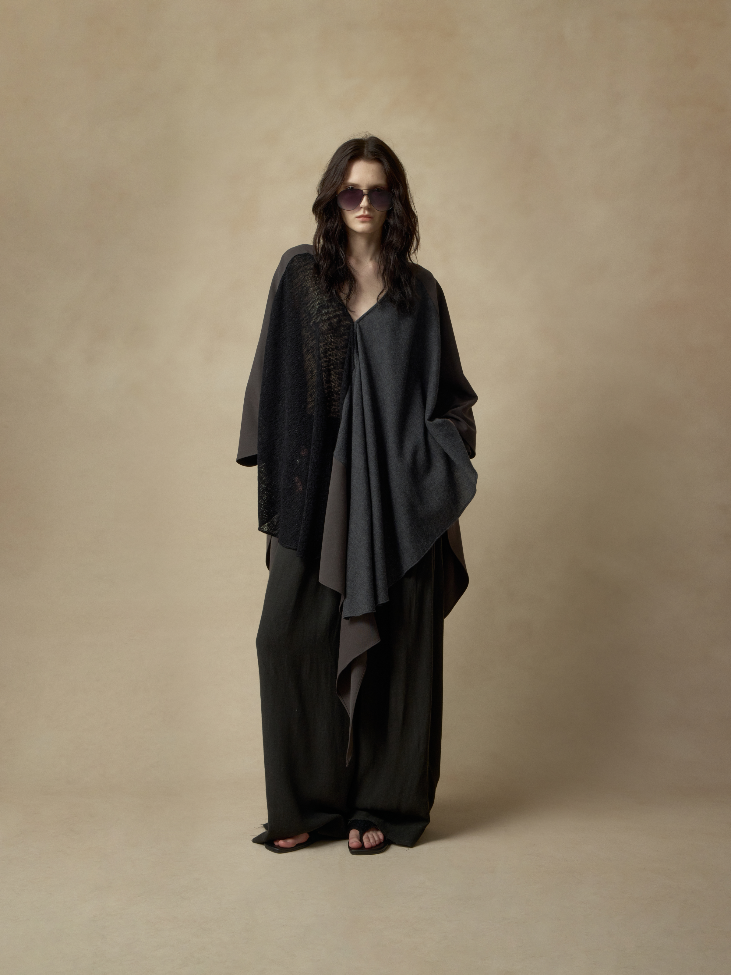 Draped Asymmetrical Long Robe