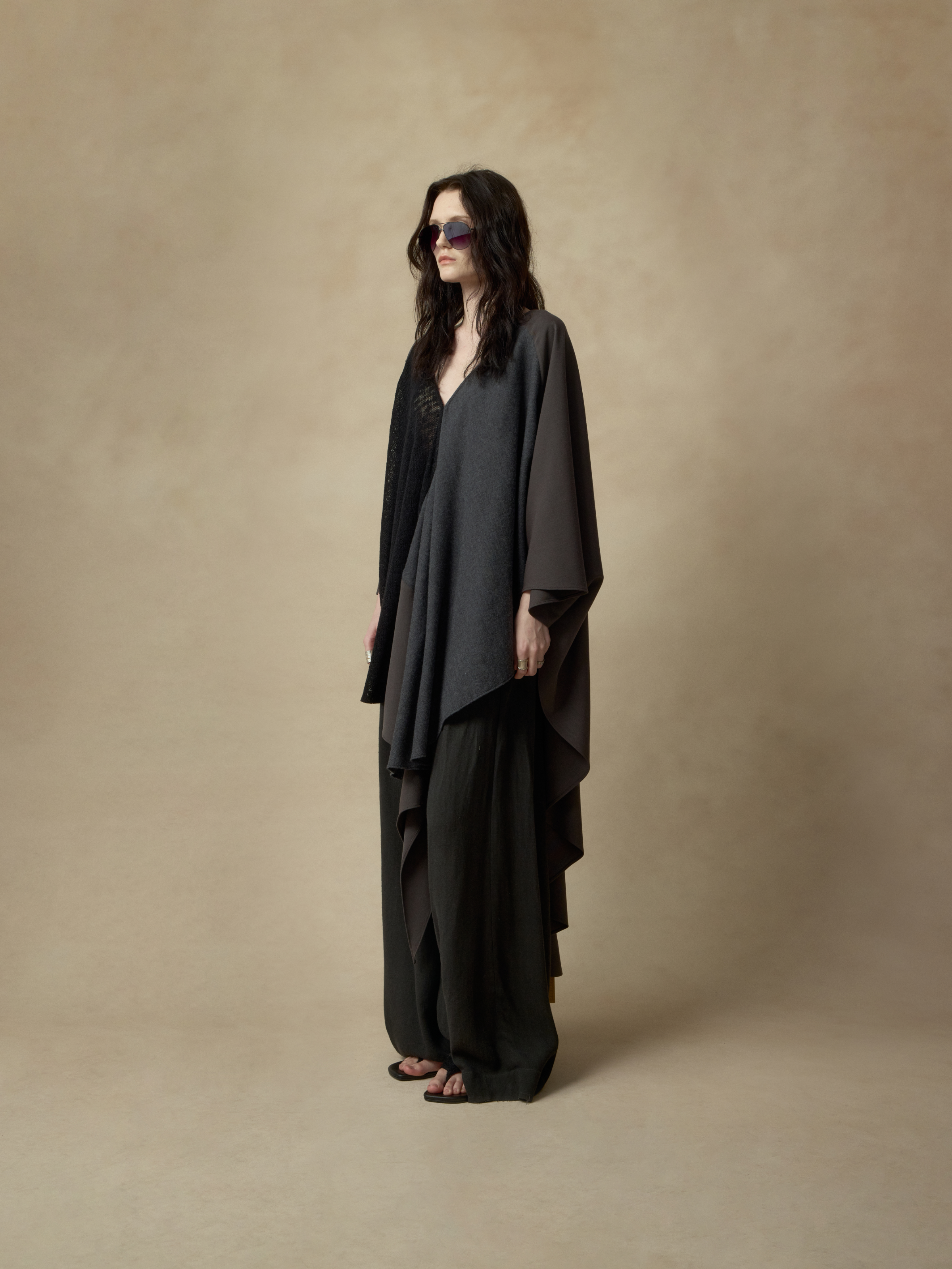 Draped Asymmetrical Long Robe