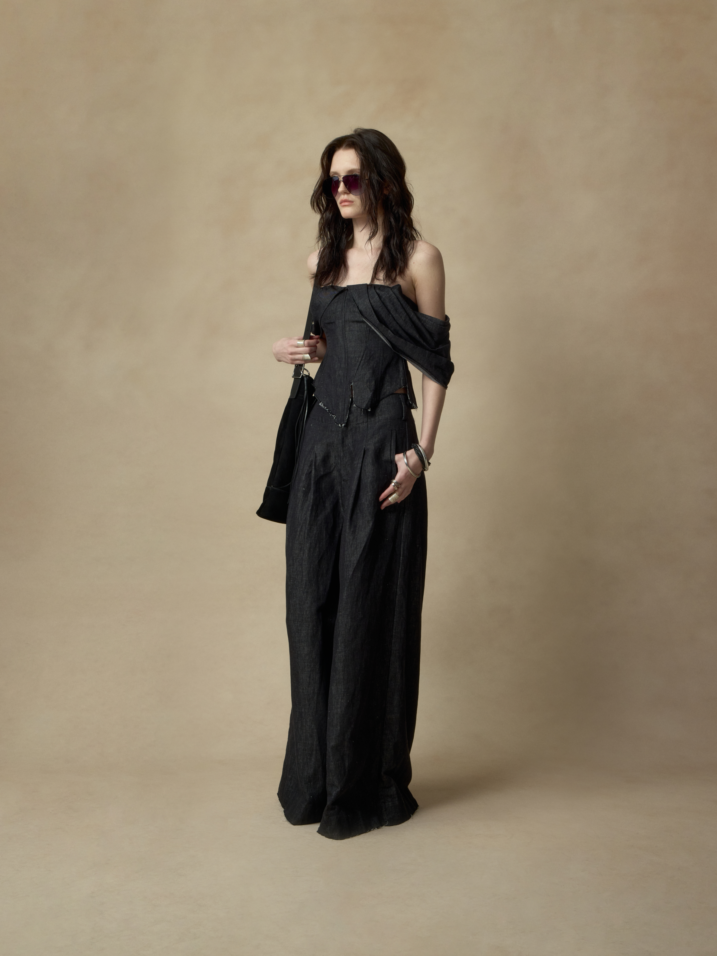 Pleated Split Linen Top