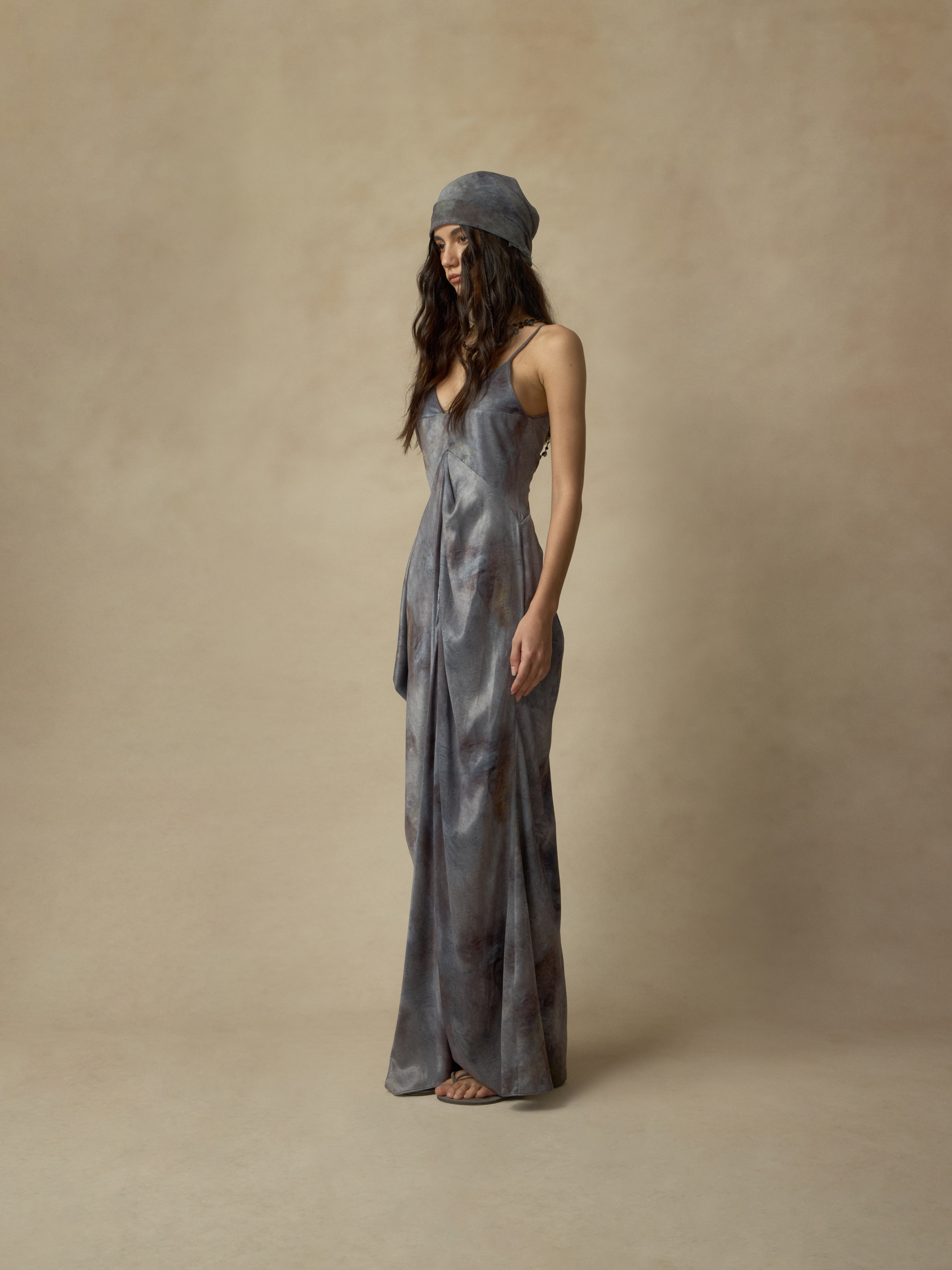 Grey Ombre Drape Asymmetrical Dress