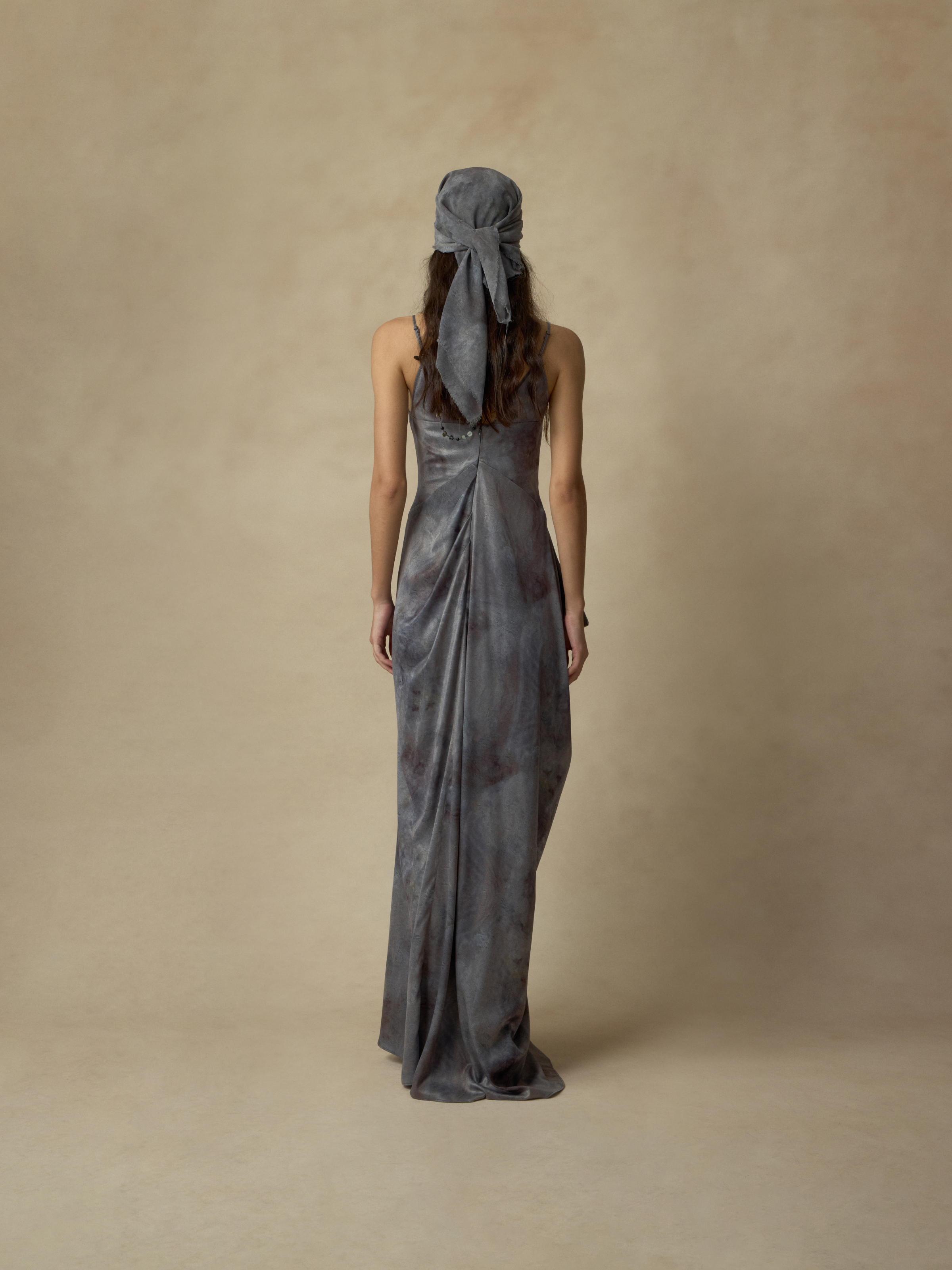 Grey Ombre Drape Asymmetrical Dress