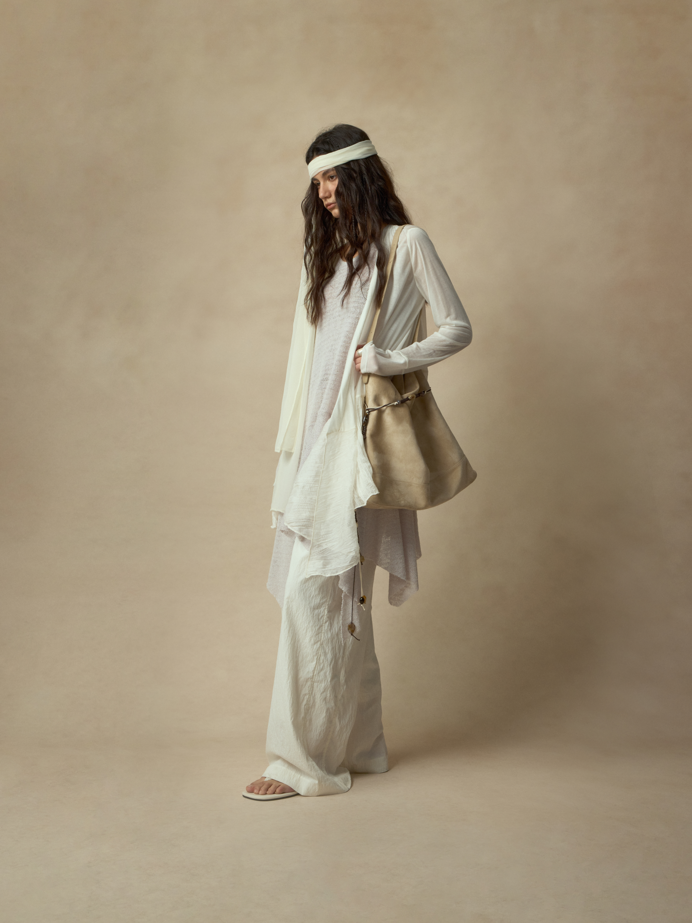 White Textured Dry Silk Wide-leg Pants