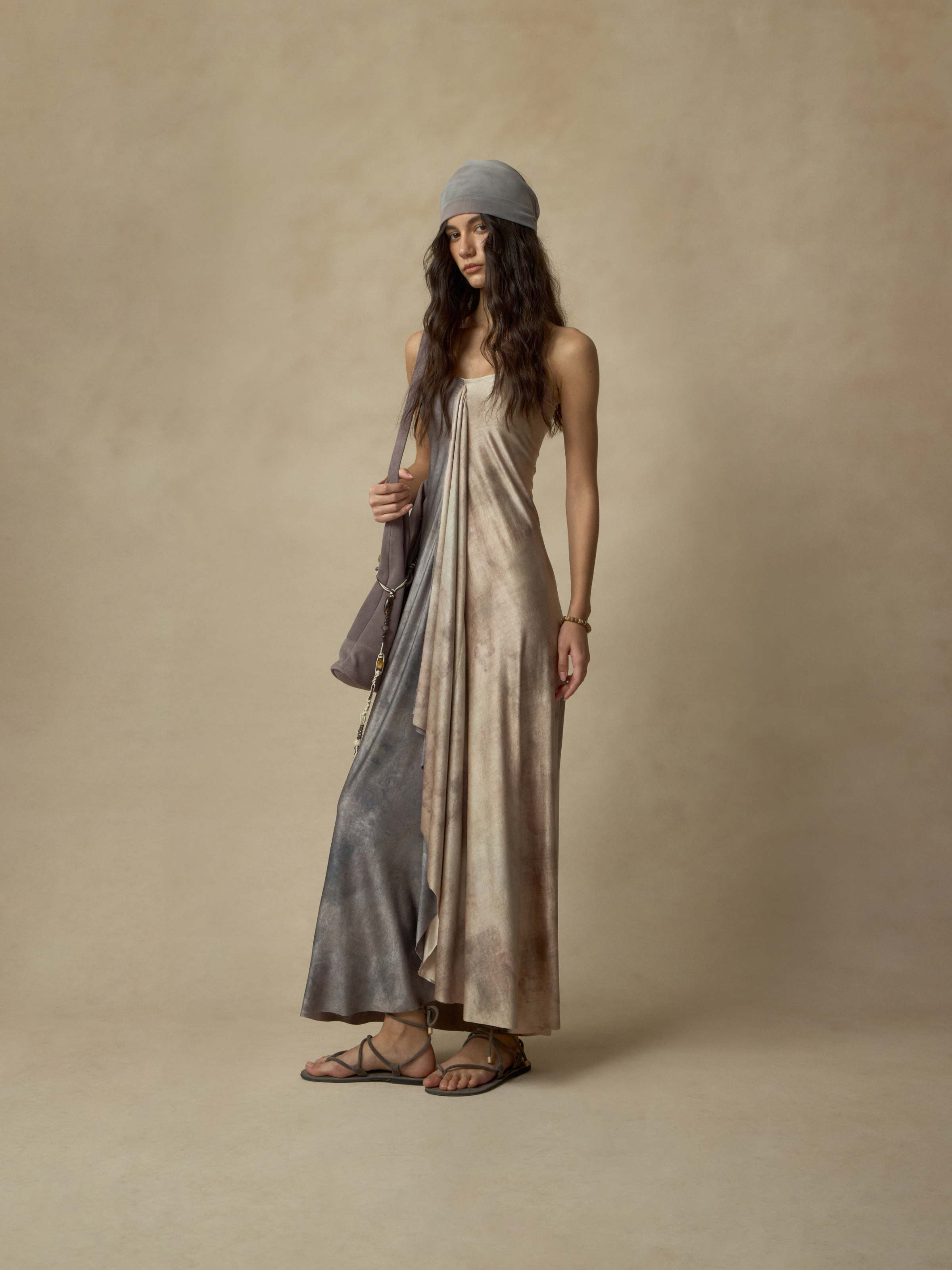Gray-pink Elastic Patchwork Bustier Dress