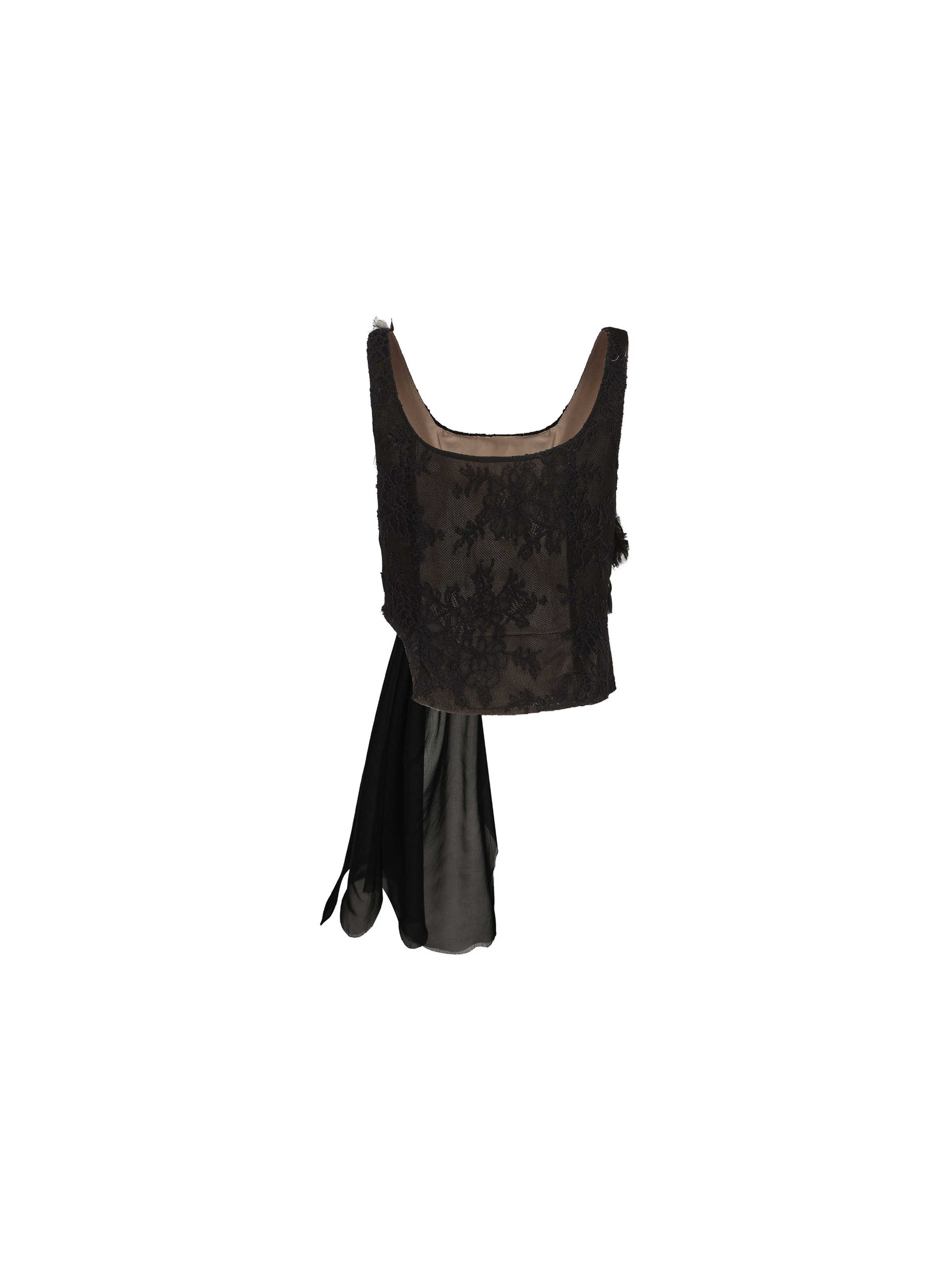 Black Asymmetrical Silk Lace Camisole