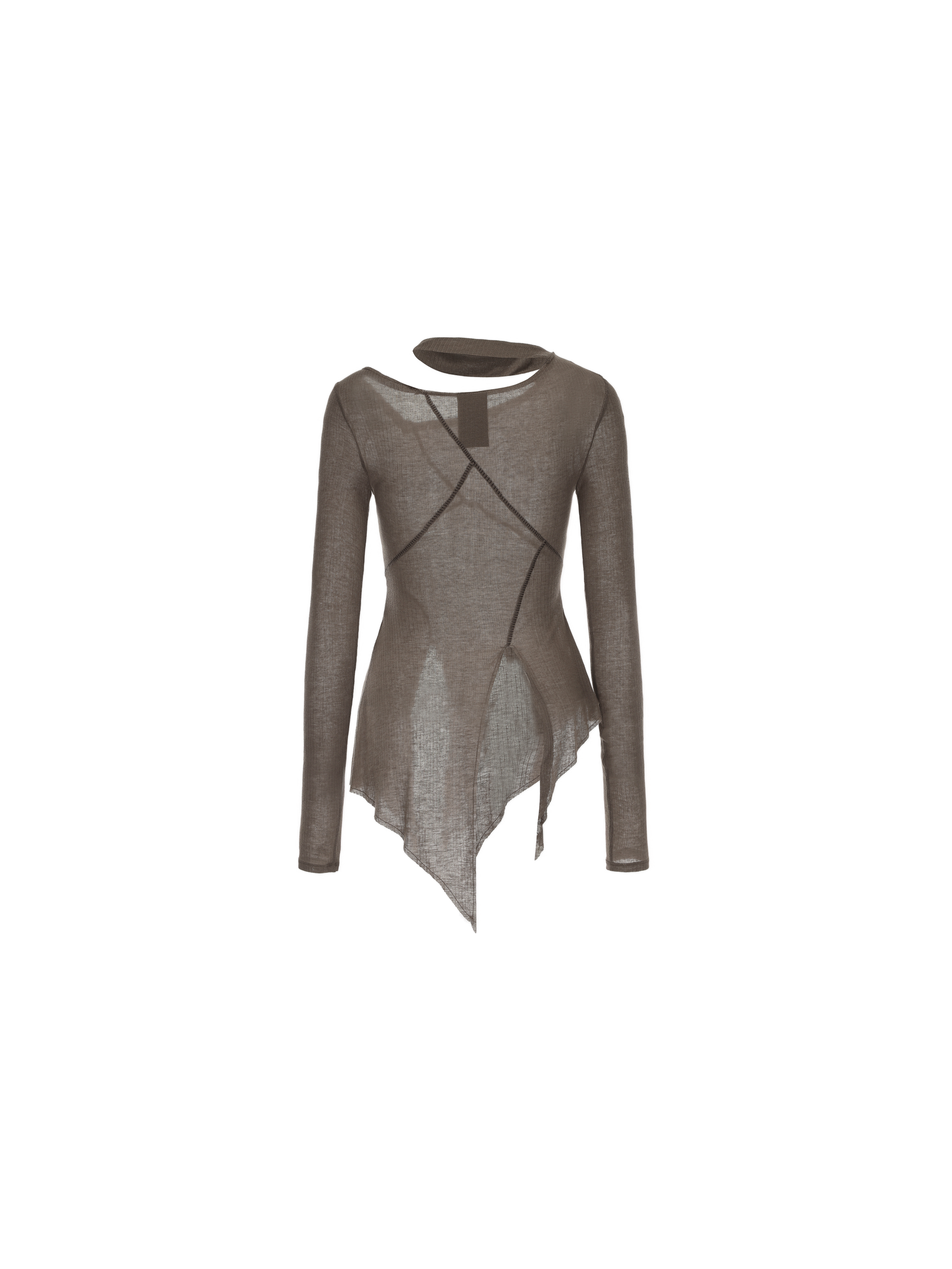 Coffee Stitched Paneled Detail Neckline Base Layer