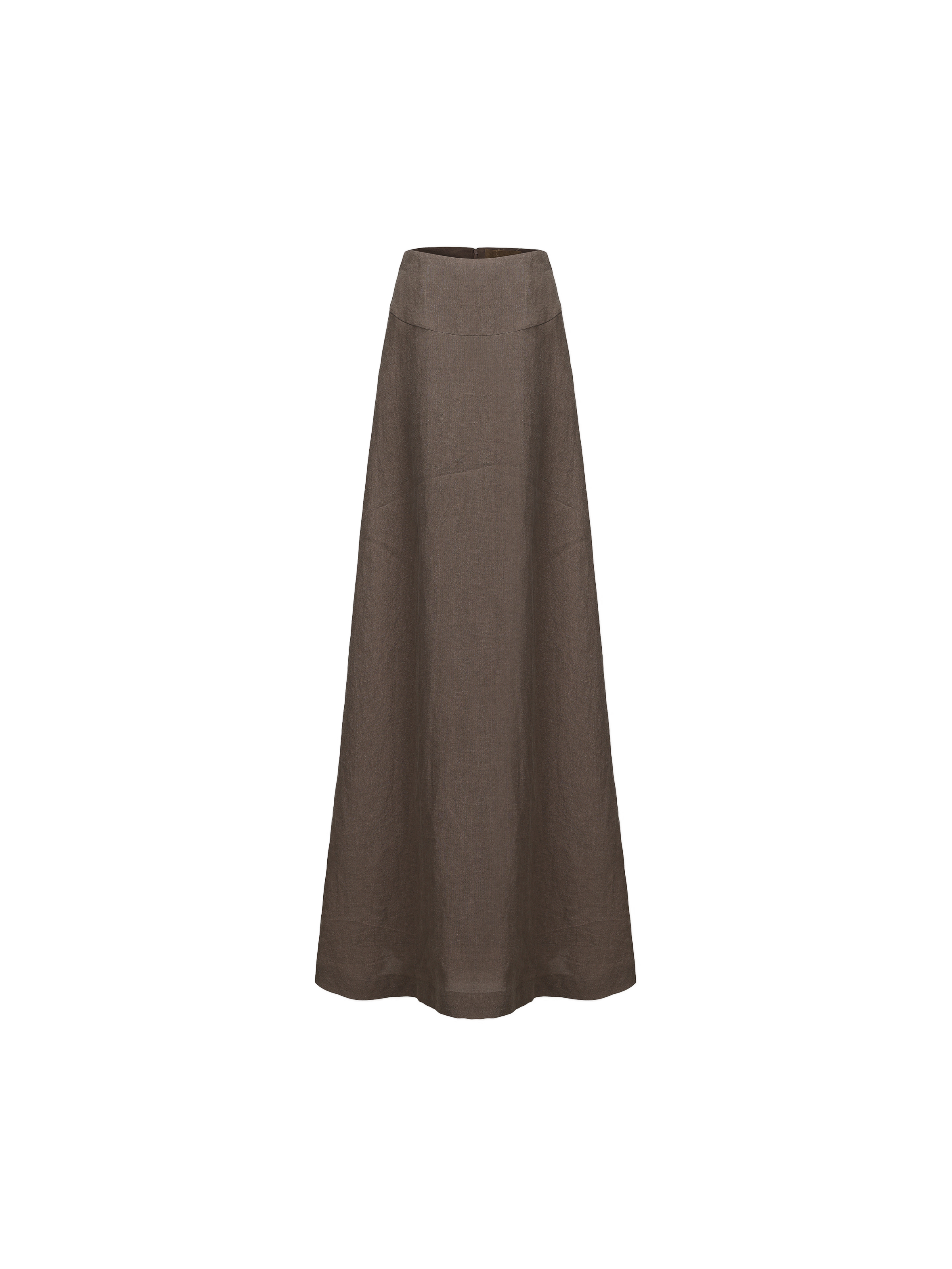 Khaki Minimalist A-line Linen Skirt