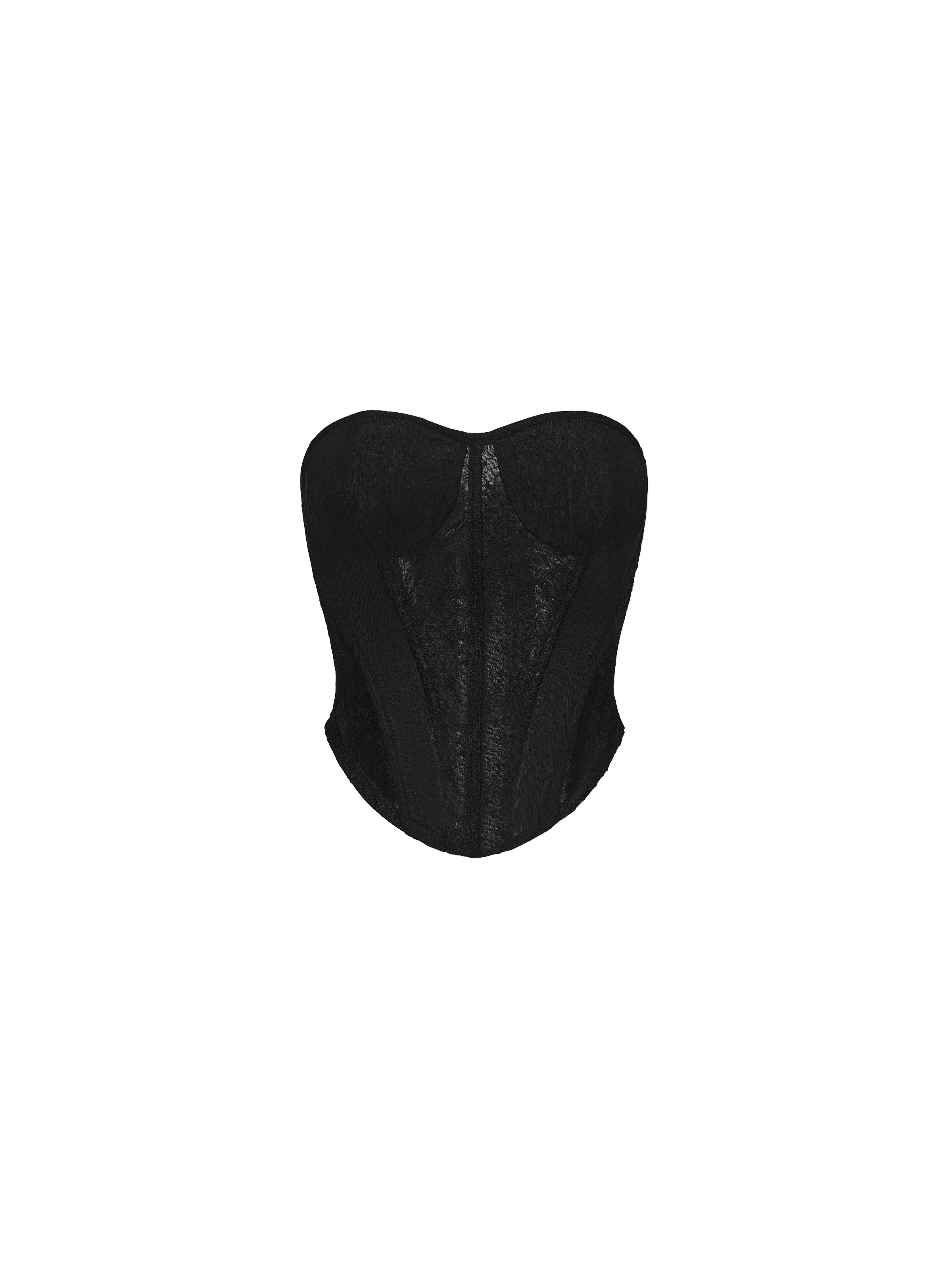 Black Lace Tulle Boned Bustier