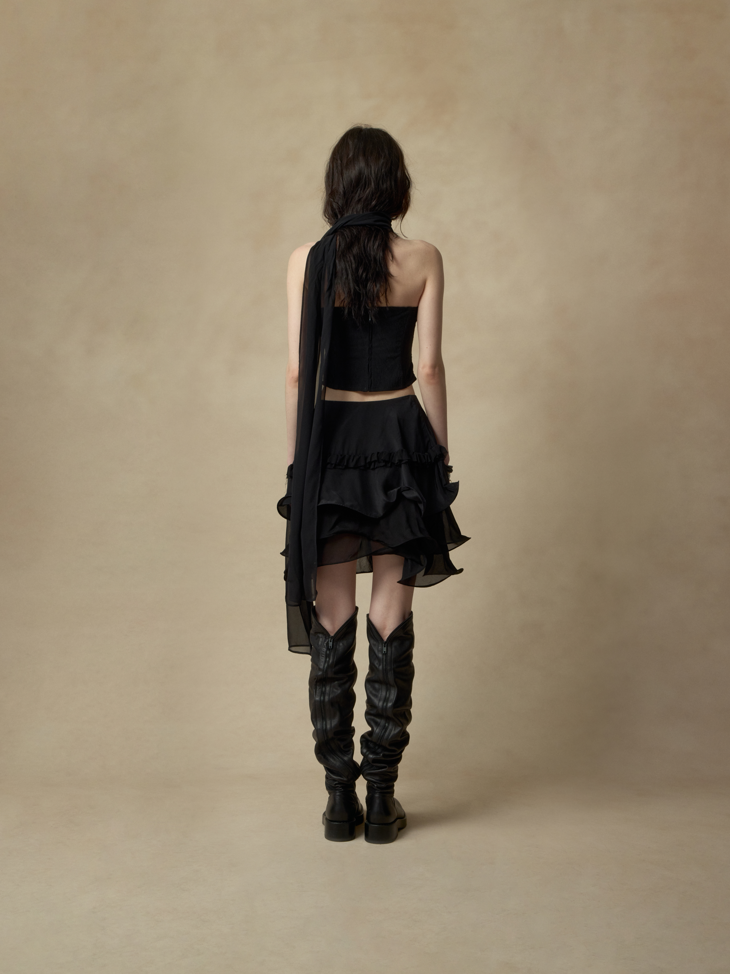 Black Lace Tulle Boned Bustier