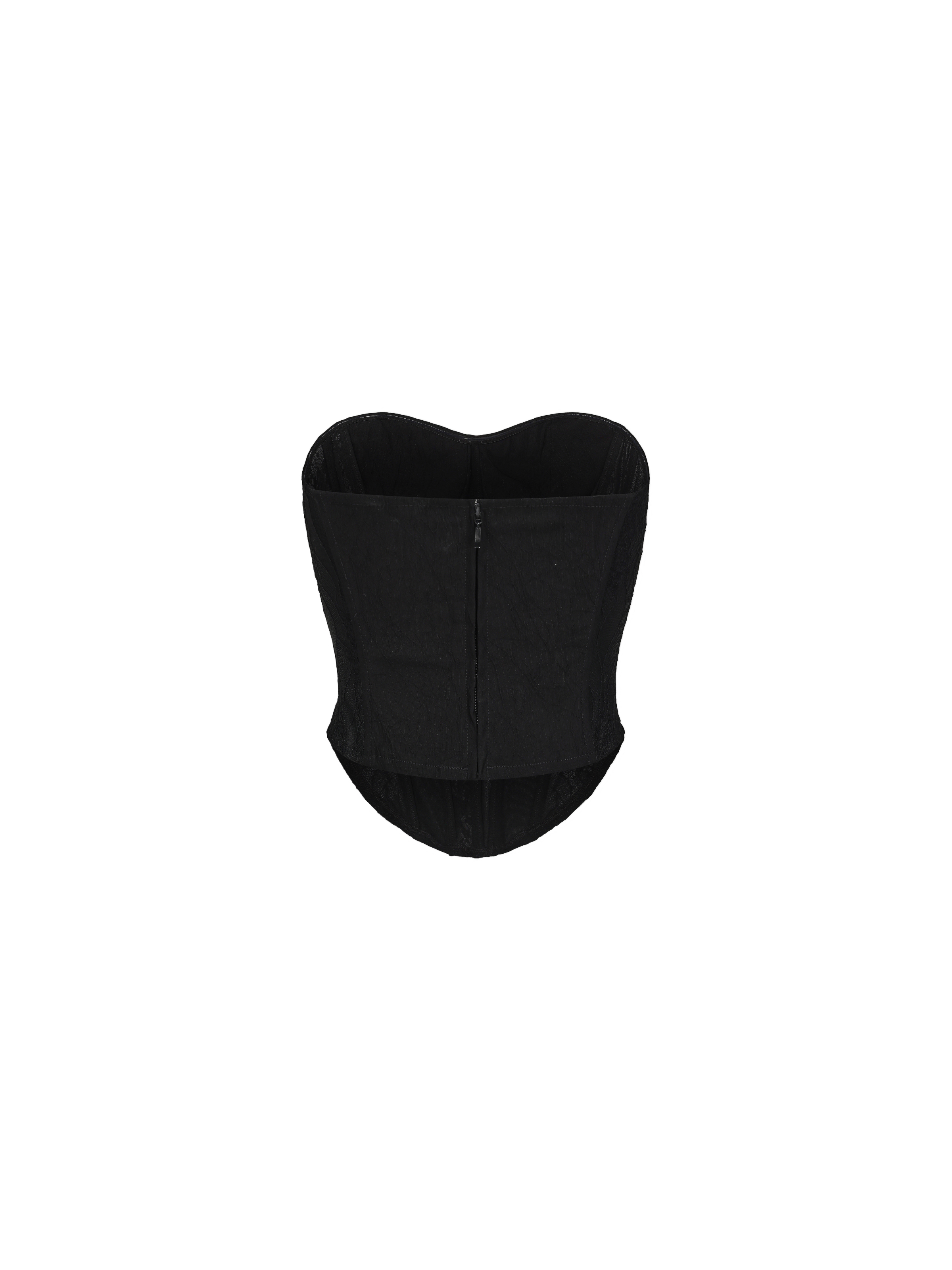 Black Lace Tulle Boned Bustier