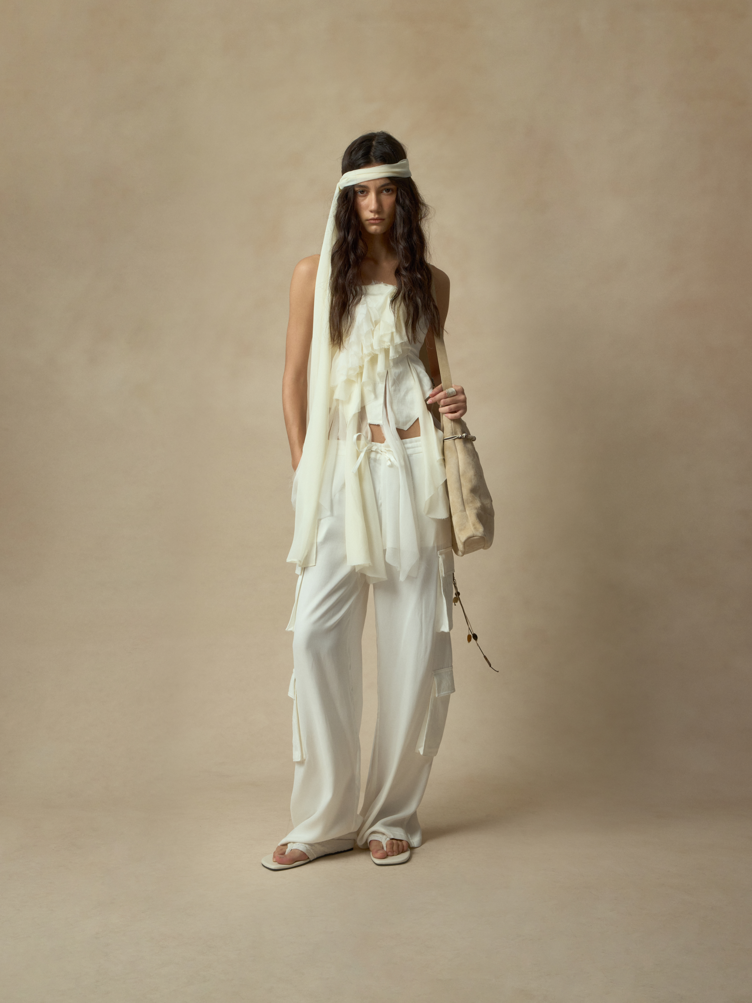 White Paneled Silk Lace Bustier
