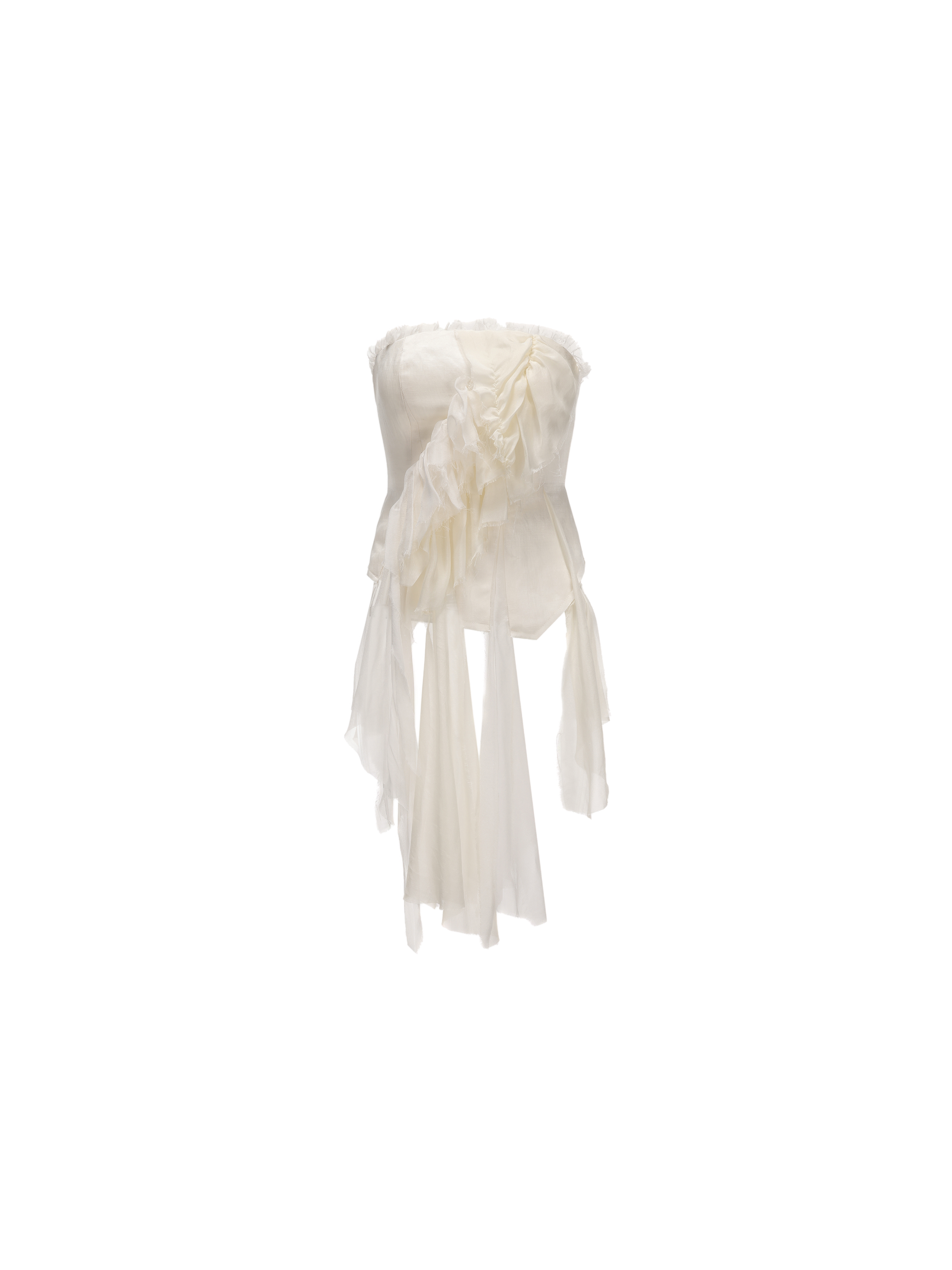 White Paneled Silk Lace Bustier
