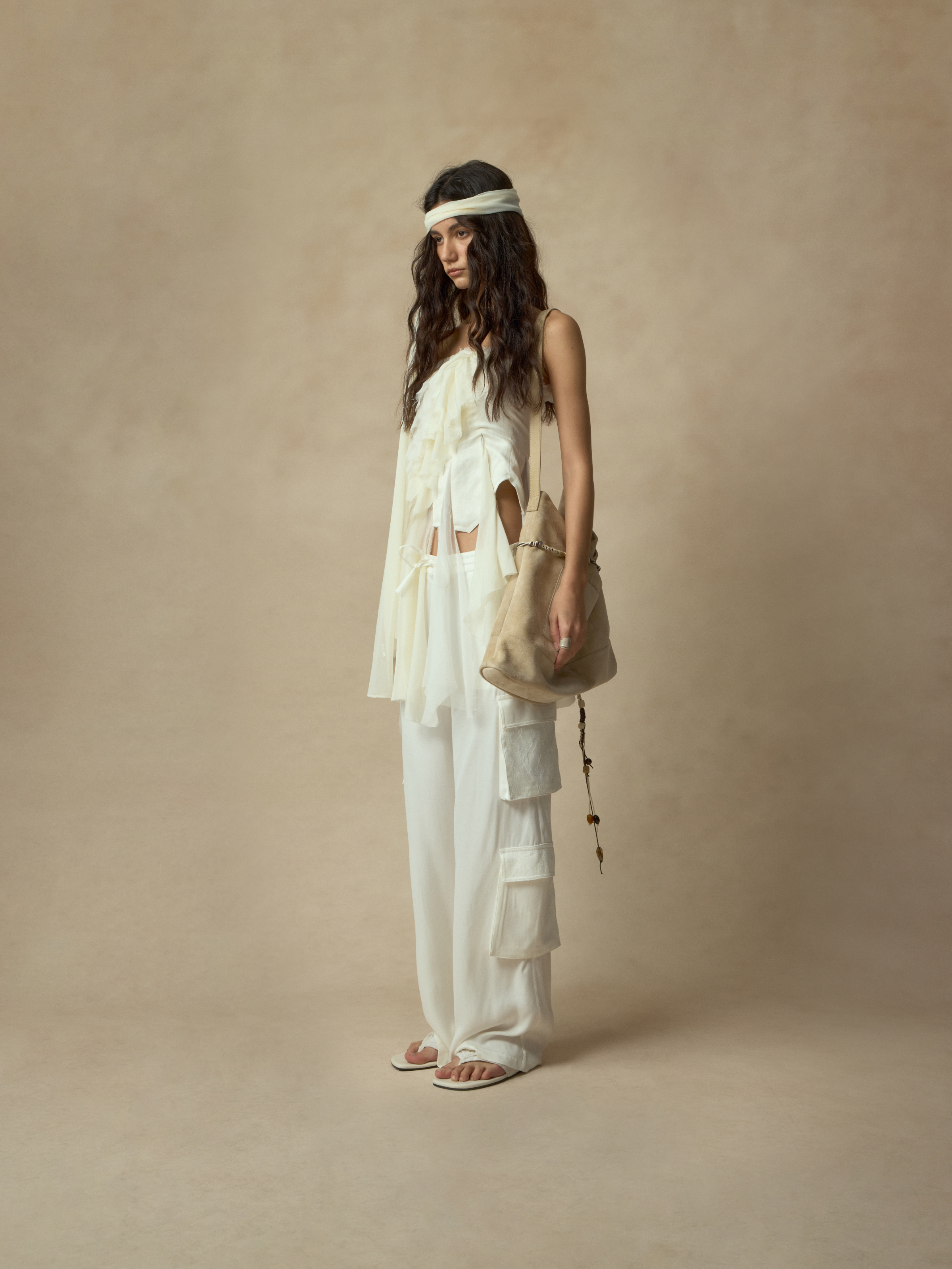 White Paneled Silk Lace Bustier