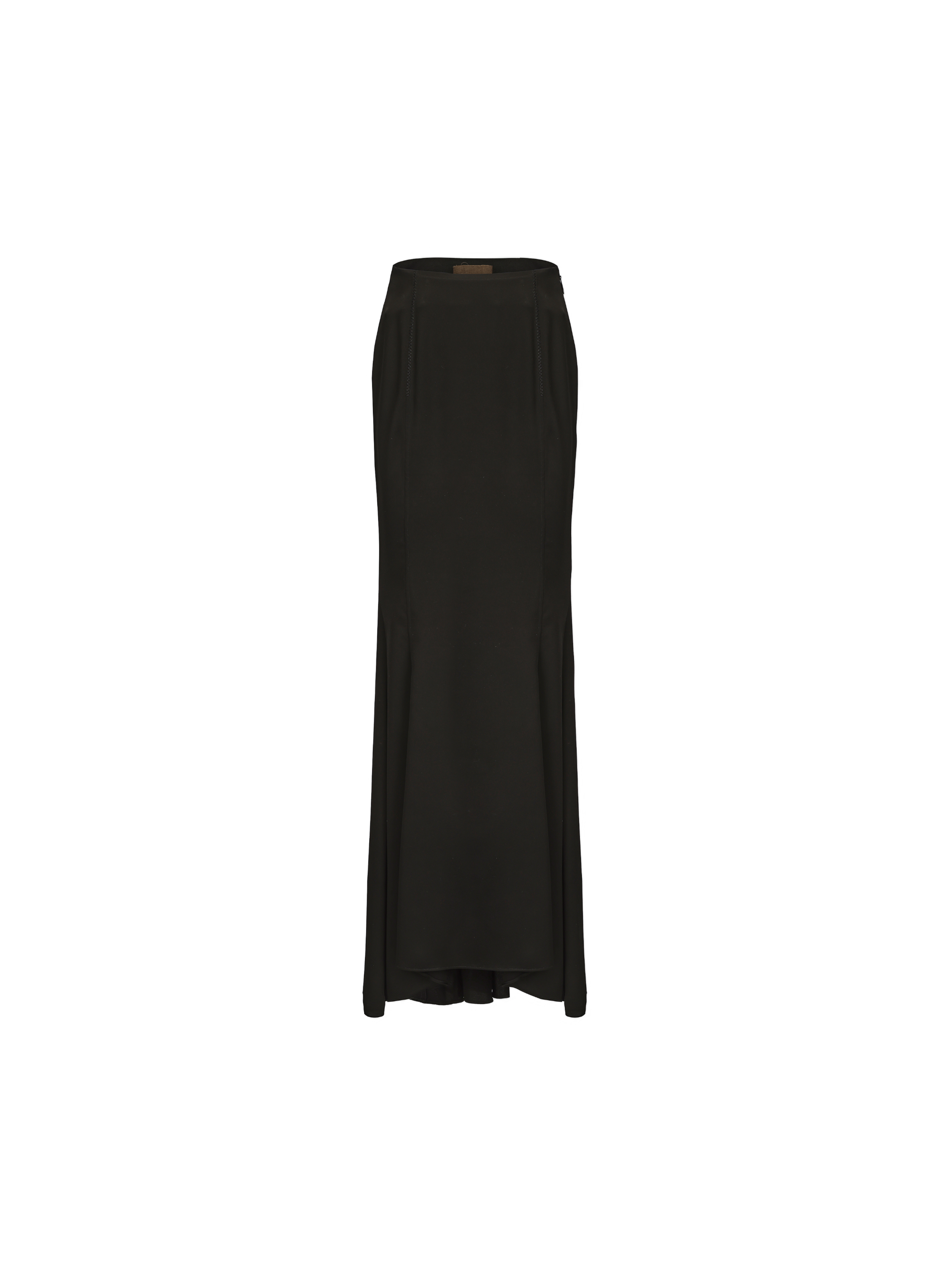 Black Stitched Mermaid Draped Midi Skirt