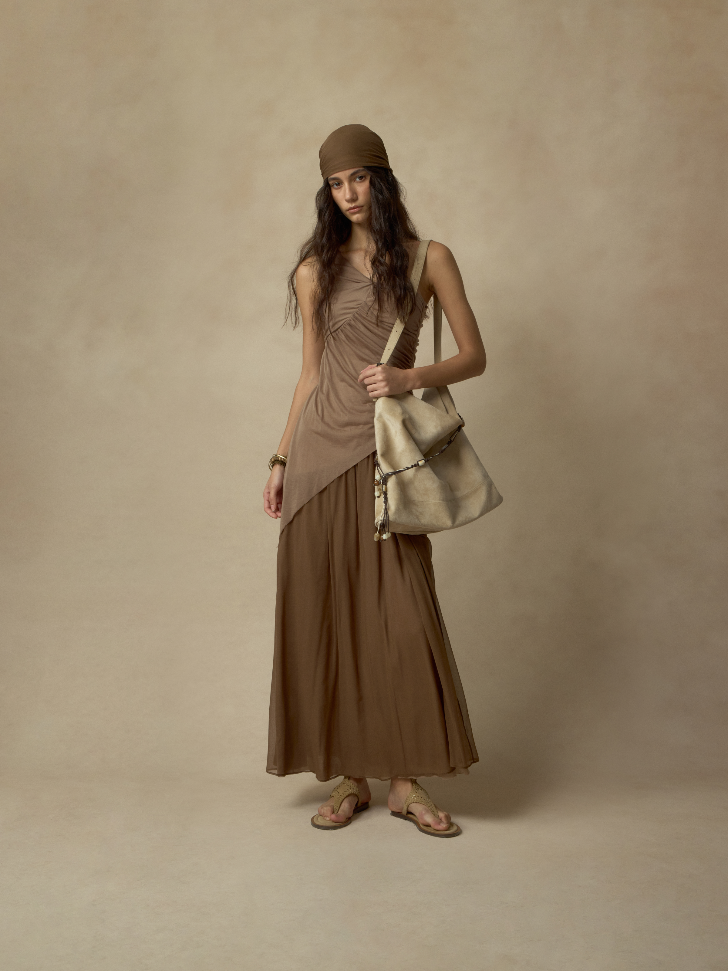 Khaki Suede Tote Bag