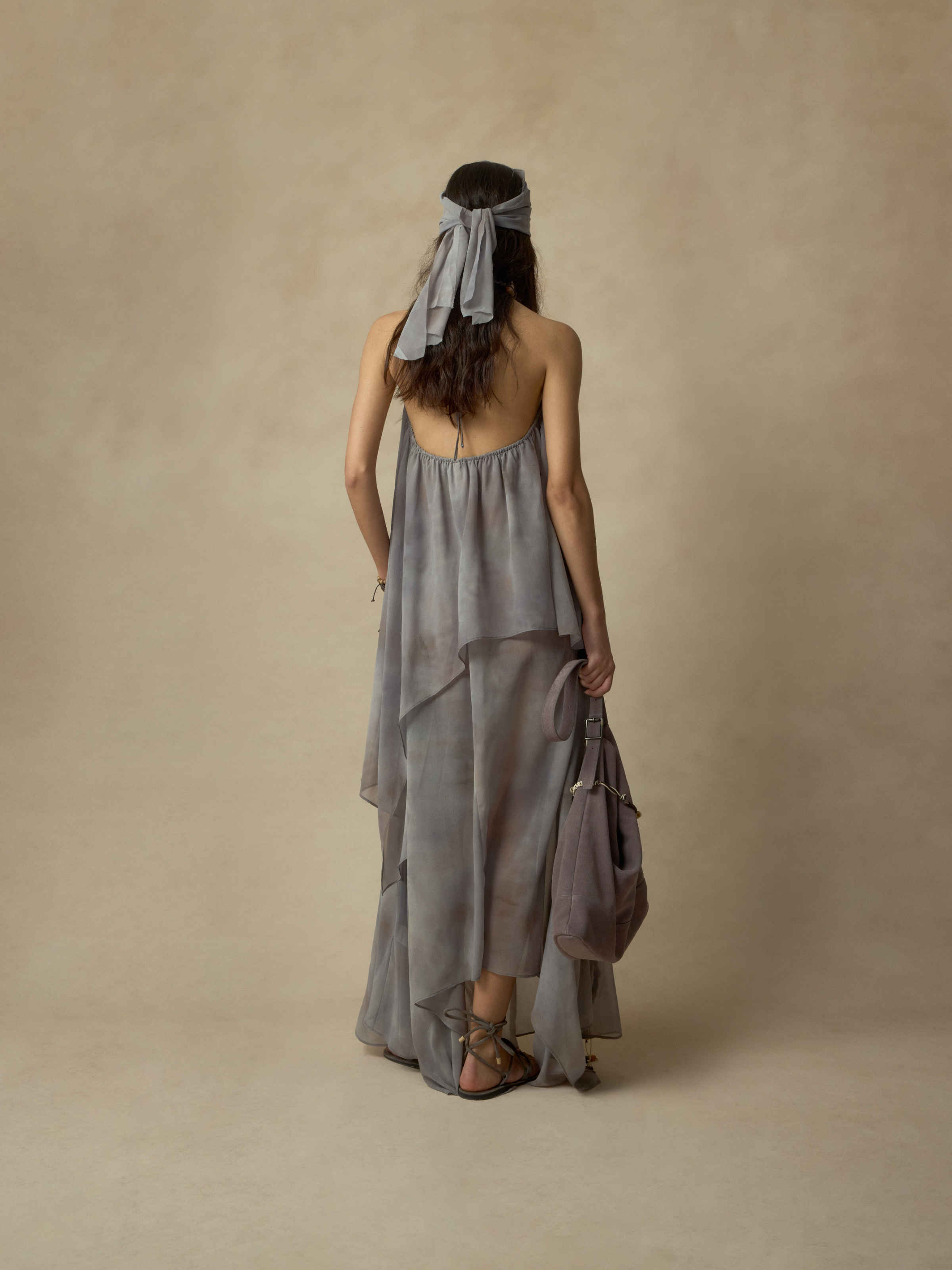 Grey Layered Printed Convertible Dress