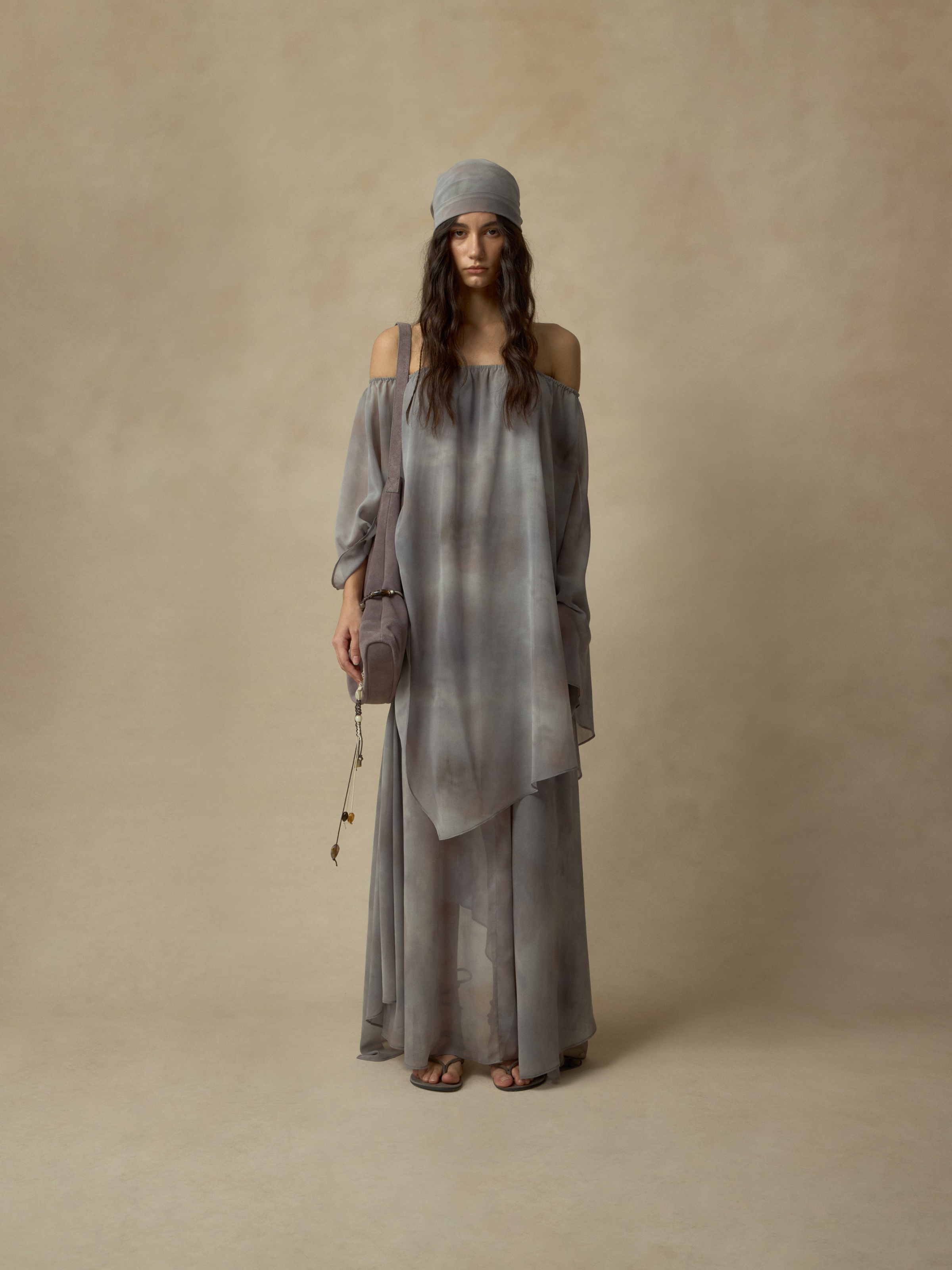 Grey Layered Printed Convertible Dress