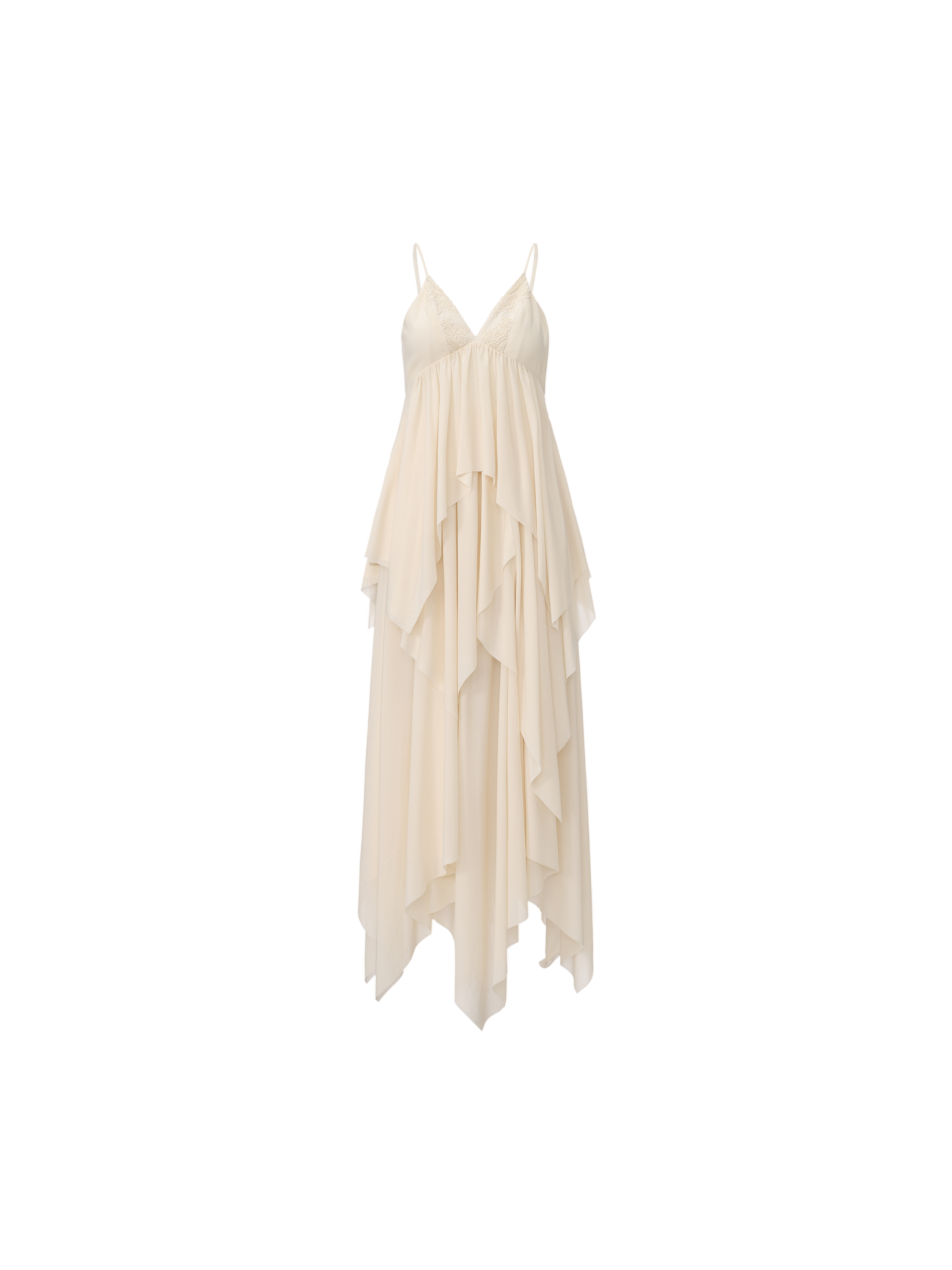 White Beaded Sequin Spaghetti Strap Dress