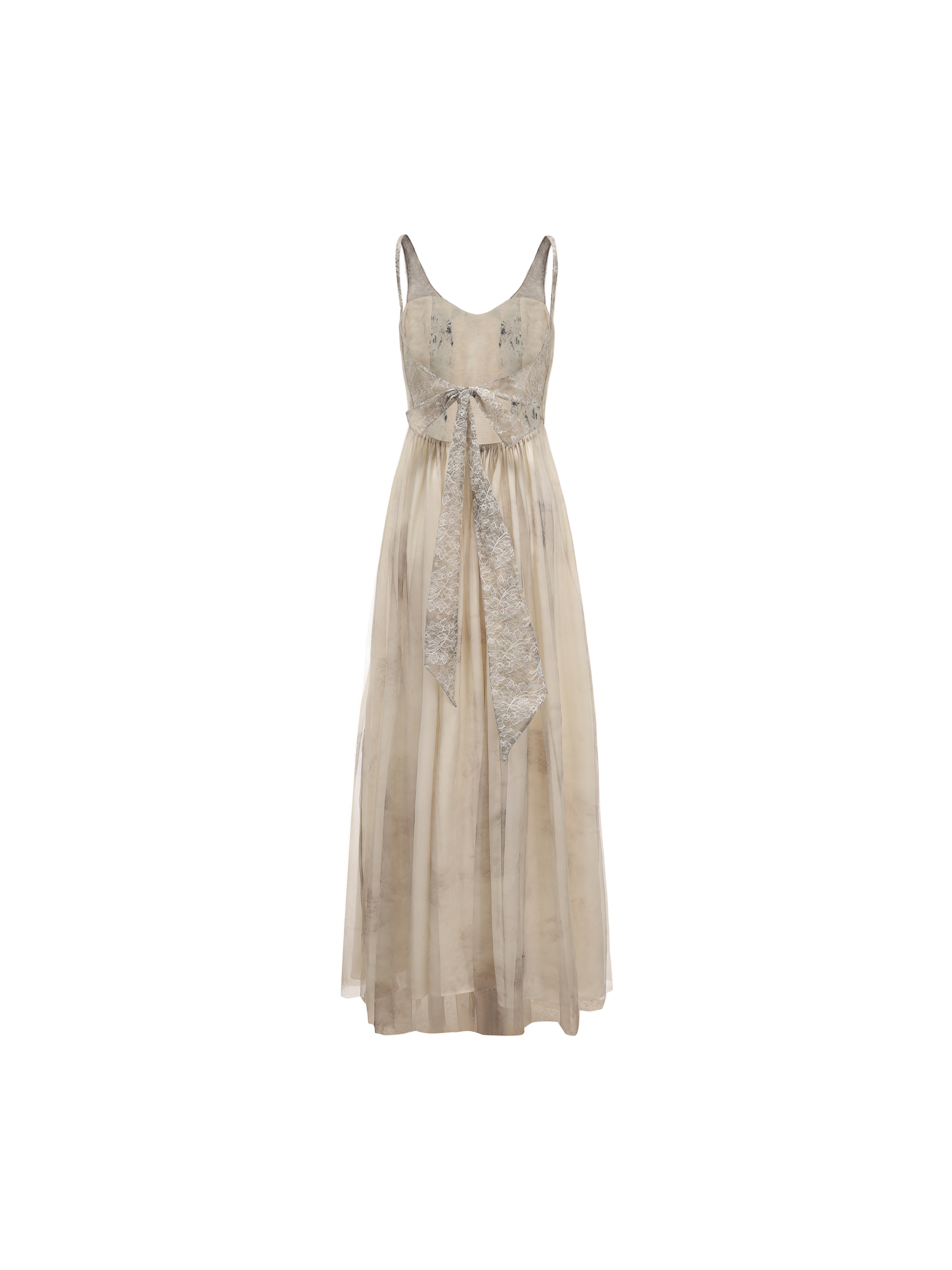 Printed Paneled Lace Tie-Waist Dress