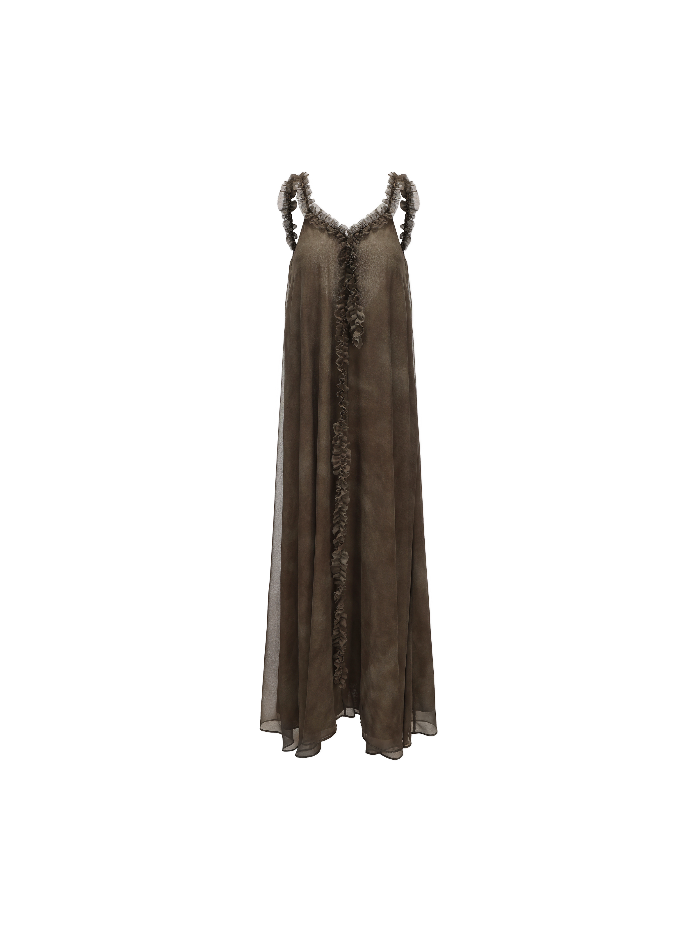 Green Ruffled Backless Dress